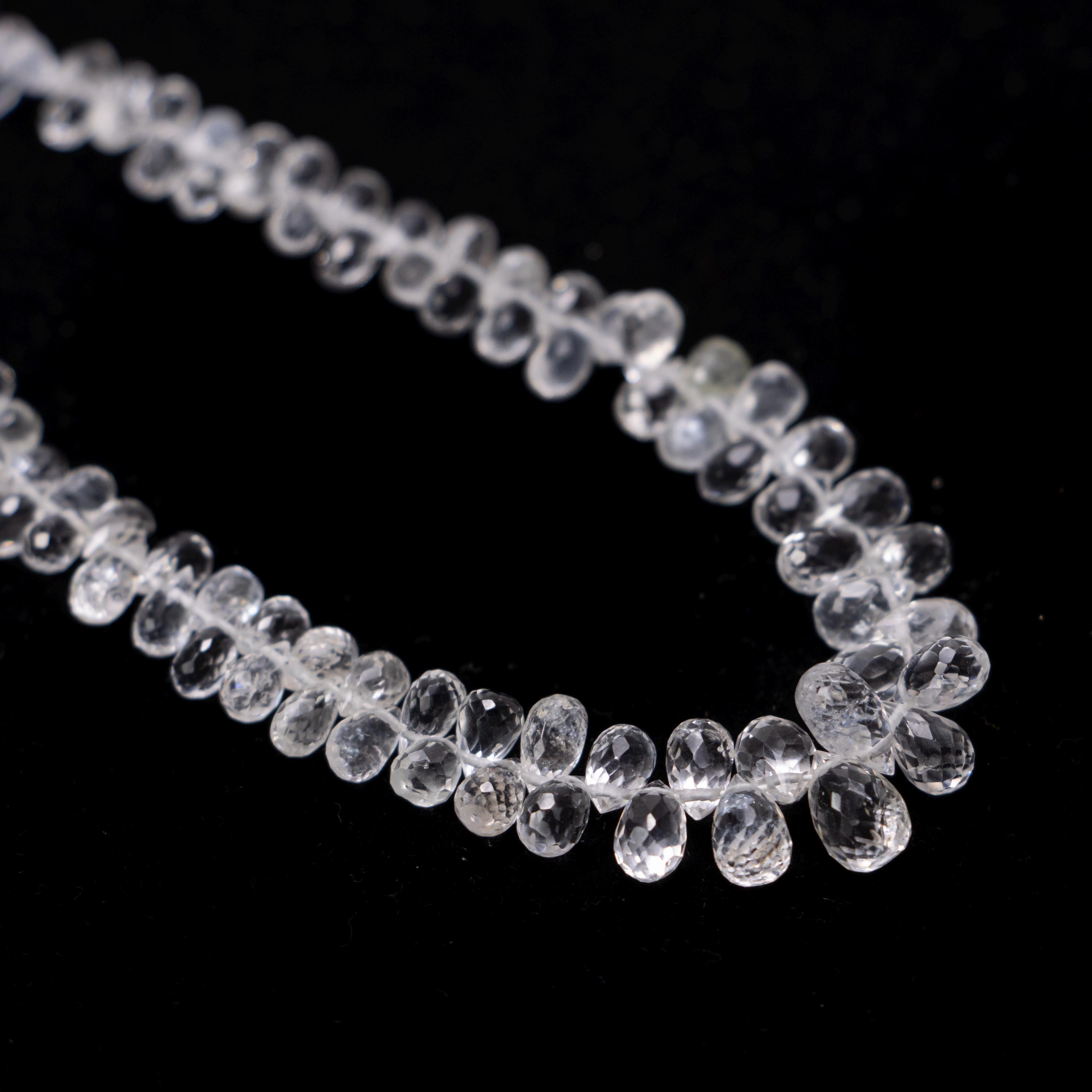 Natural White Topaz Faceted Drops Beads, 2x5 To 5x8 mm, 17 Inch Strand, (SKU141)