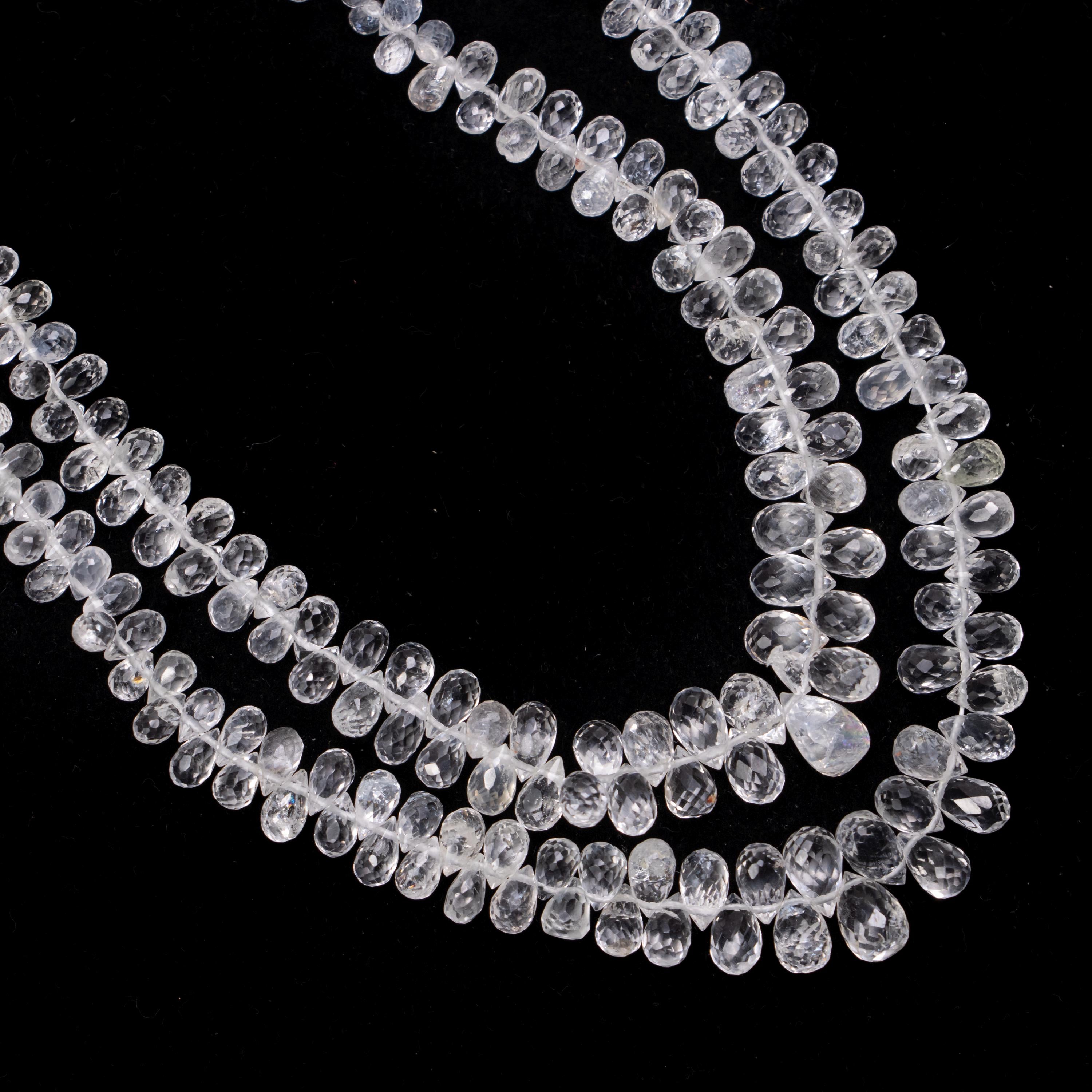 Natural White Topaz Faceted Drops Beads, 2x5 To 5x8 mm, 17 Inch Strand, (SKU141)