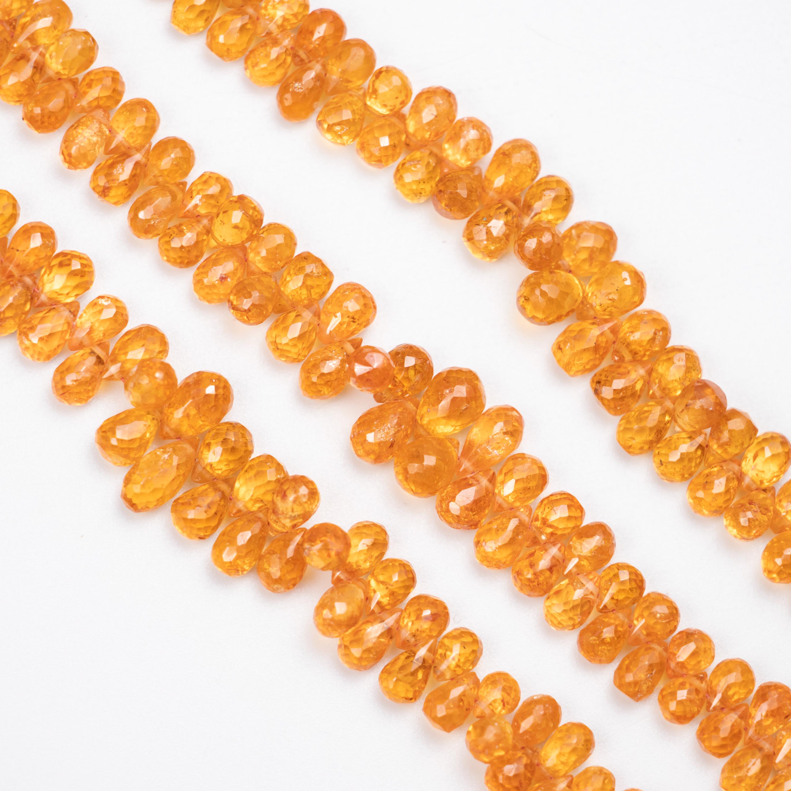 Spessartite Faceted Briolette Drops, 3x5 To 5x7mm, Mandarin Garnet Drops, Fanta Garnet Drops, Garnet Jewelry Making Gemstone Drops, (SKU054)