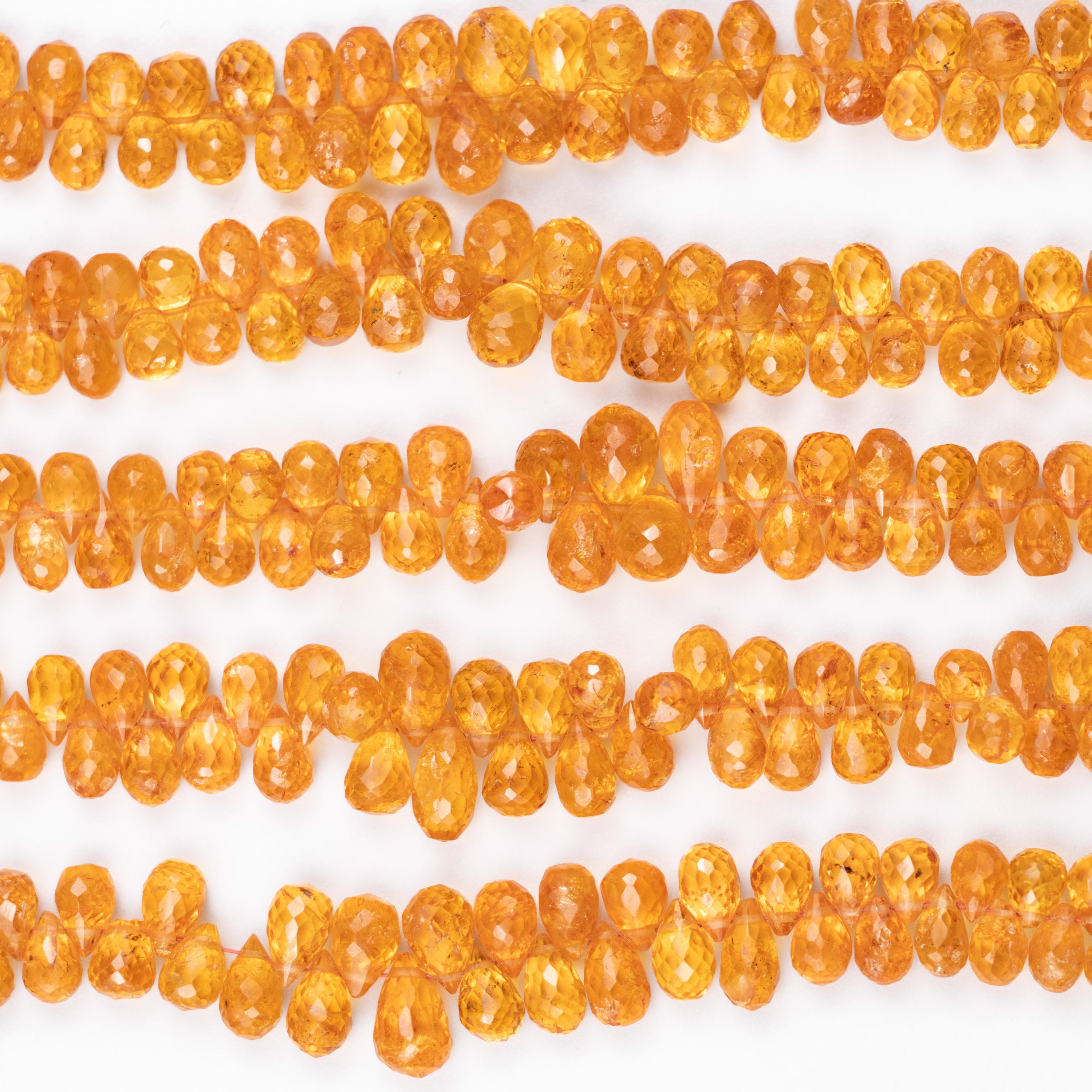 Spessartite Faceted Briolette Drops, 3x5 To 5x7mm, Mandarin Garnet Drops, Fanta Garnet Drops, Garnet Jewelry Making Gemstone Drops, (SKU054)