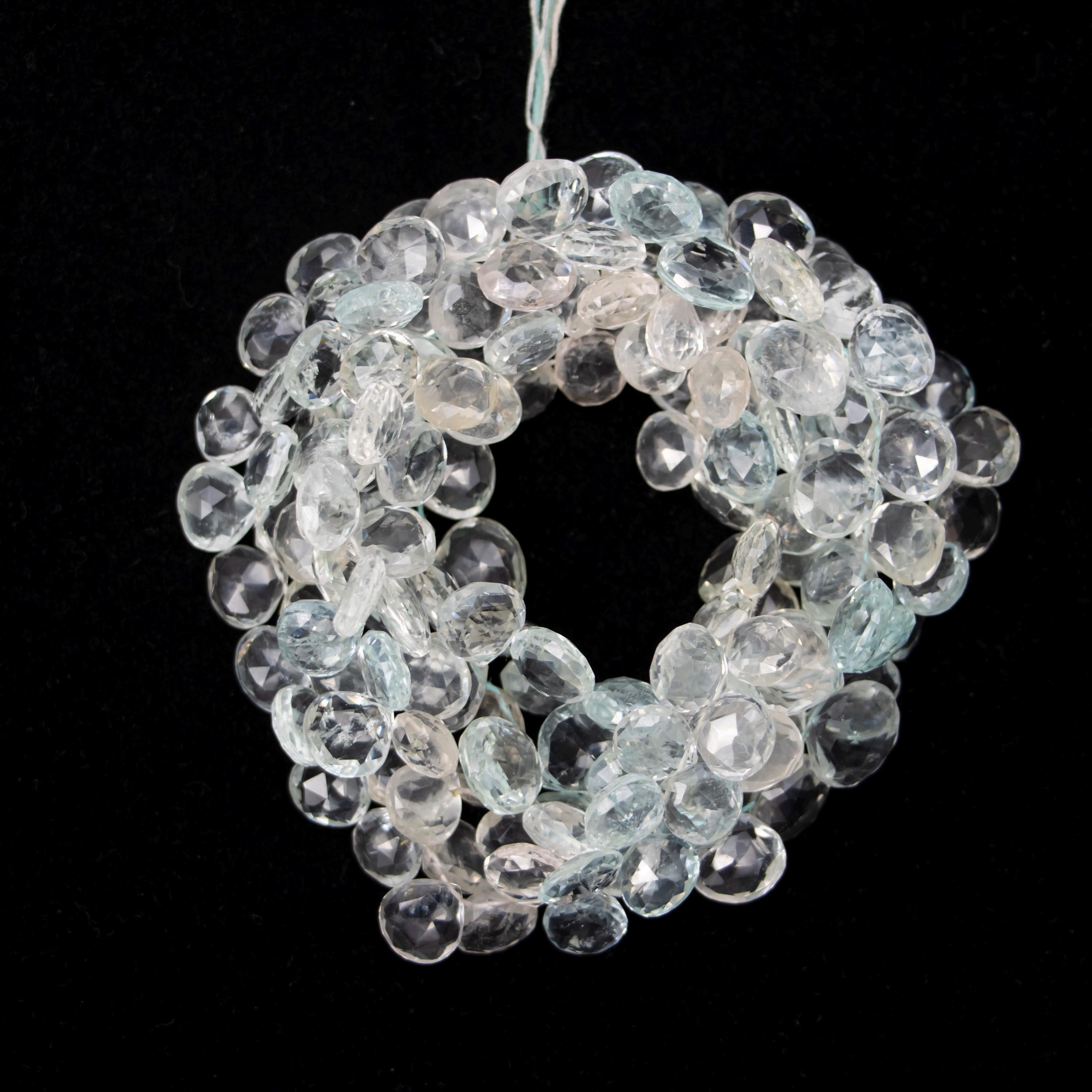 Aquamarine Faceted Heart Beads, Blue Aquamarine Heart, Aquamarine Handmade Jewelry Making Gemstone Beads, 14 Inch Strand, SKU 064