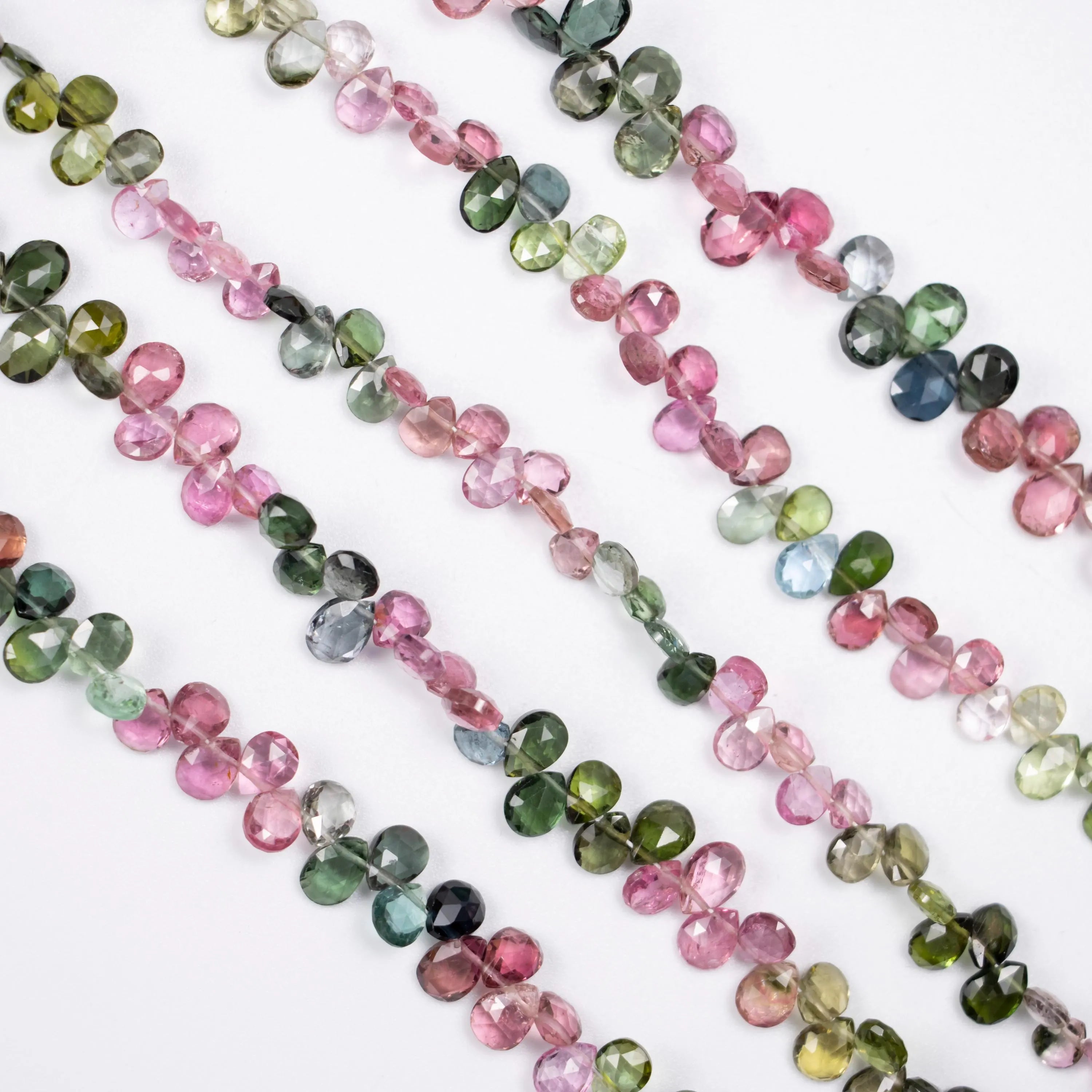 Natural Multi Tourmaline Faceted Pears Beads, 4x6 To 5x7mm, Multi Tourmaline Pears, Tourmaline Jewelry Making Gemstone Beads.9 Inch, SKU 067
