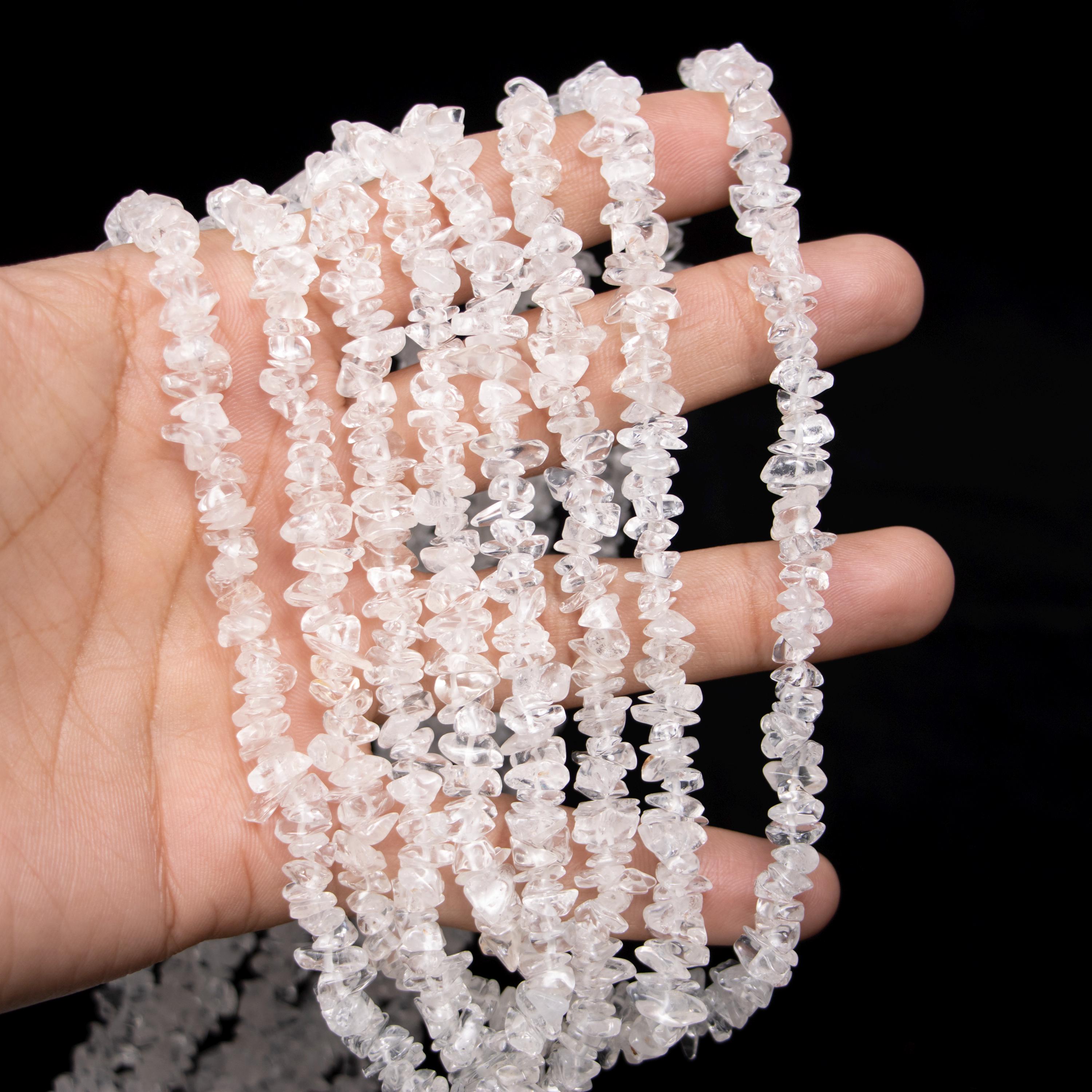 Natural Crystal Smooth Uncut Chips Nuggets Beads, 6 - 8 mm, 36 Inch Unique Gemstone Beads Supplier, DIY Jewelry Making, (SKU087)