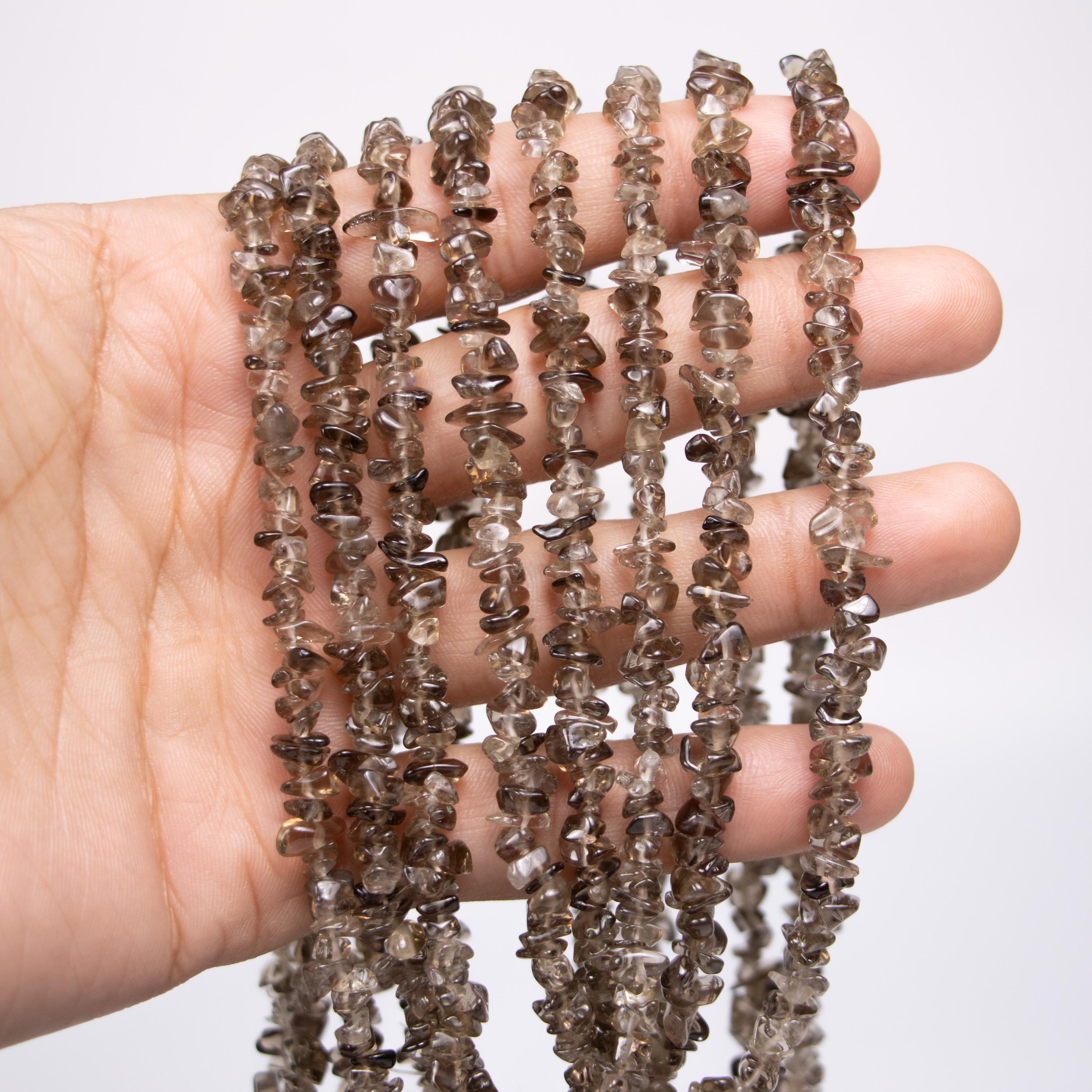 Smoky Quartz Smooth Chips Beads, 4 To 6 mm, Smoky Quartz Nuggets Chips, Smoky Uncut Chips, Quartz Chips, Gemstone Chips, 36 Inch, SKU 090