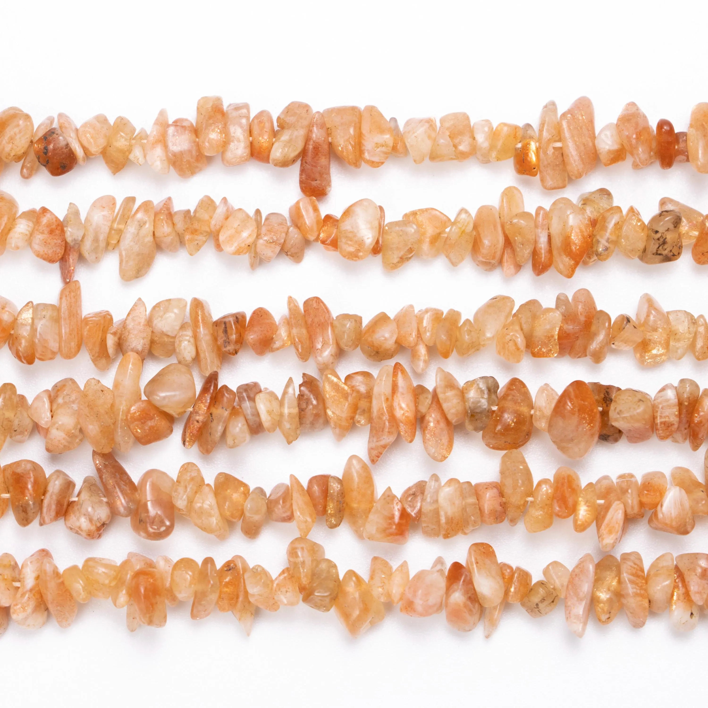 Natural Sunstone Smooth Uncut Chips Beads, 4 To 6 mm, 36 Inch Strand, Handmade Sunstone Beads, (SKU092)