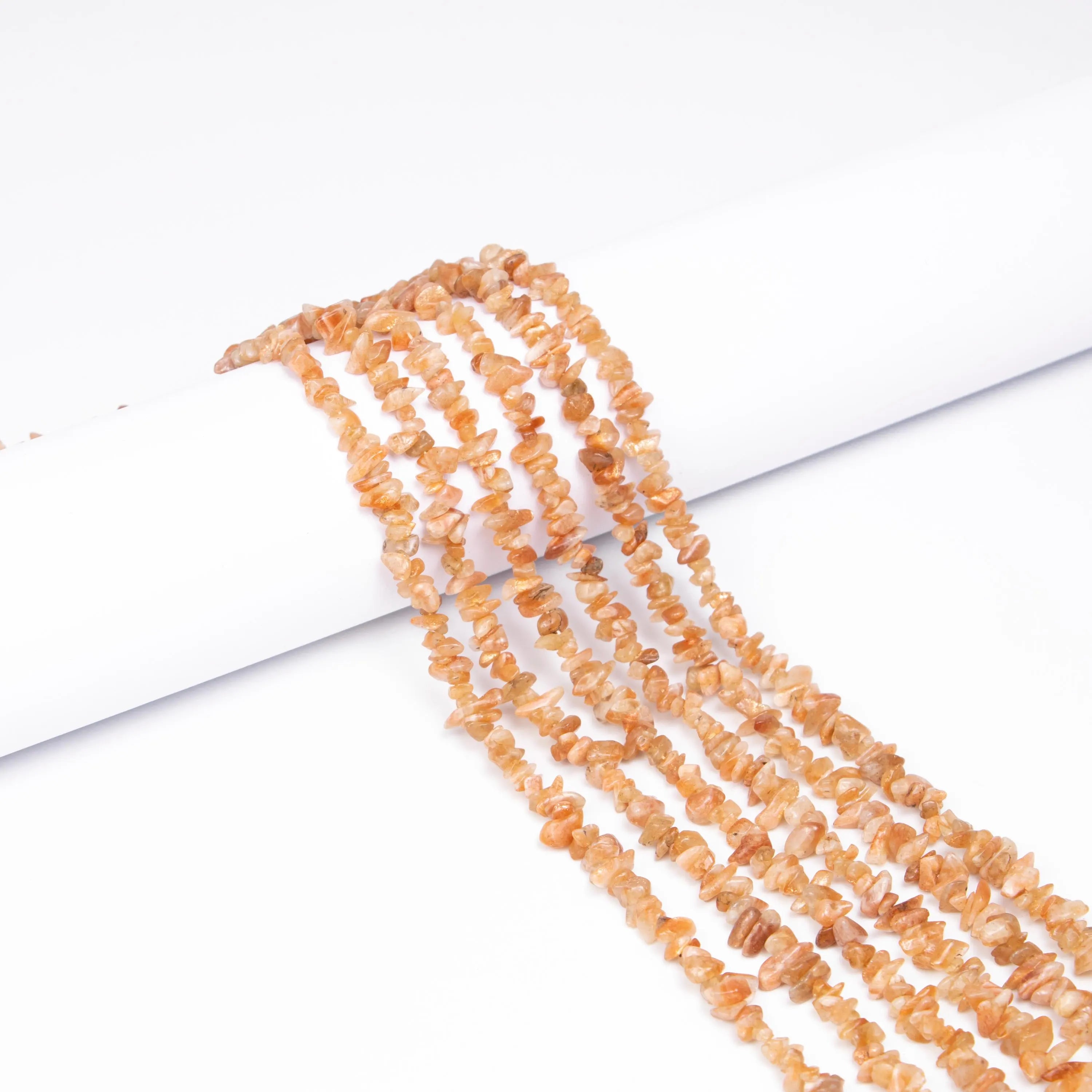 Natural Sunstone Smooth Uncut Chips Beads, 4 To 6 mm, 36 Inch Strand, Handmade Sunstone Beads, (SKU092)