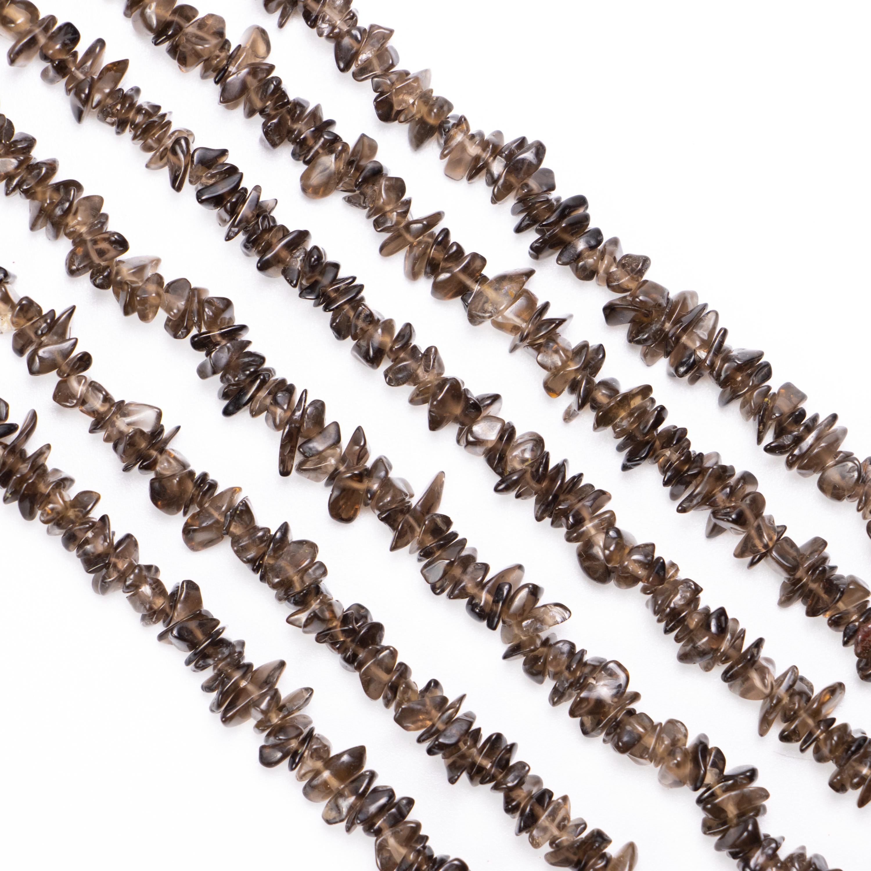 Natural Smoky Quartz Smooth Uncut Chips Beads, 4 To 6 mm, 36 Inch Strand, (SKU097)