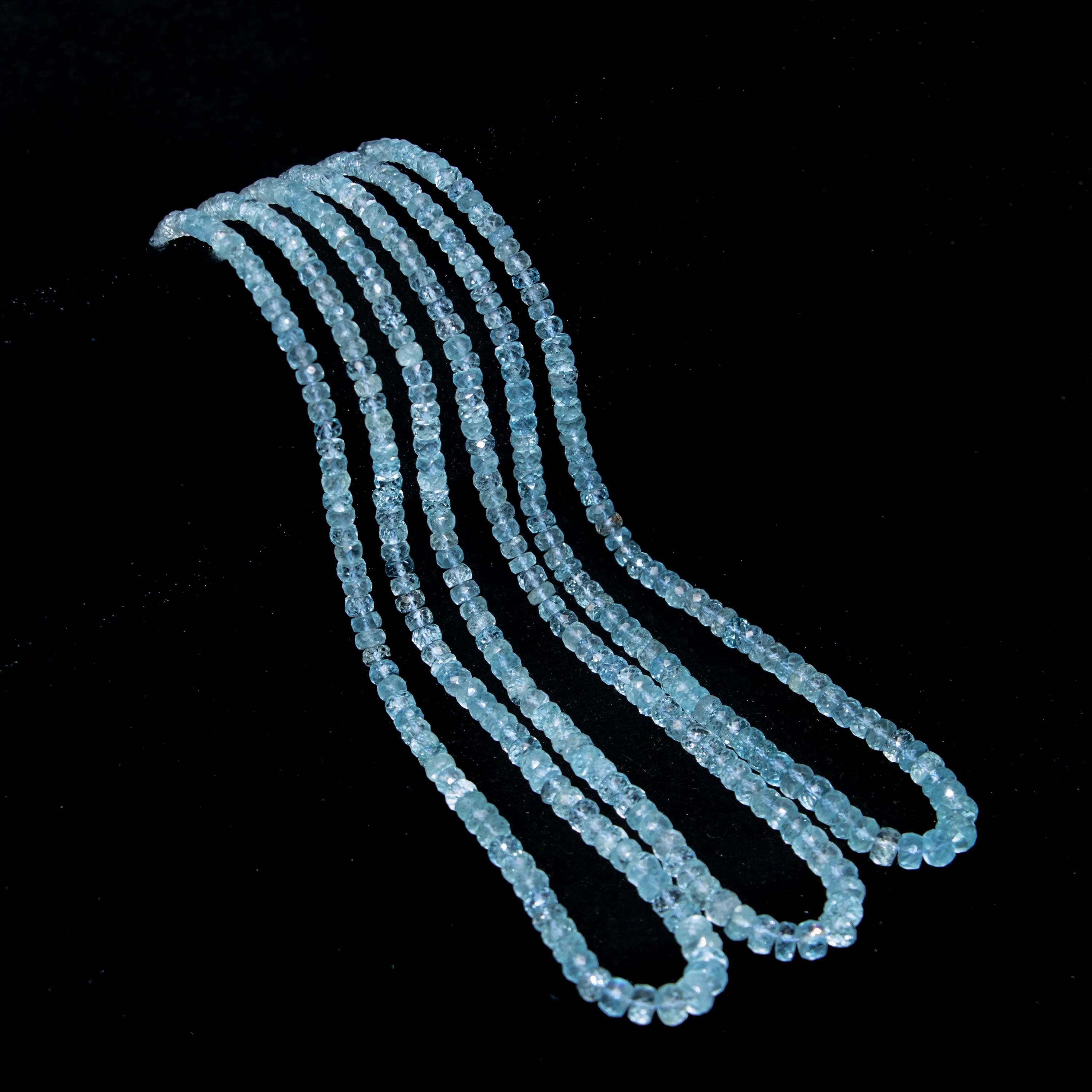 Santamaria Aquamarine Faceted Rondelle Beads, 16 Inch Strand, (SKU063)