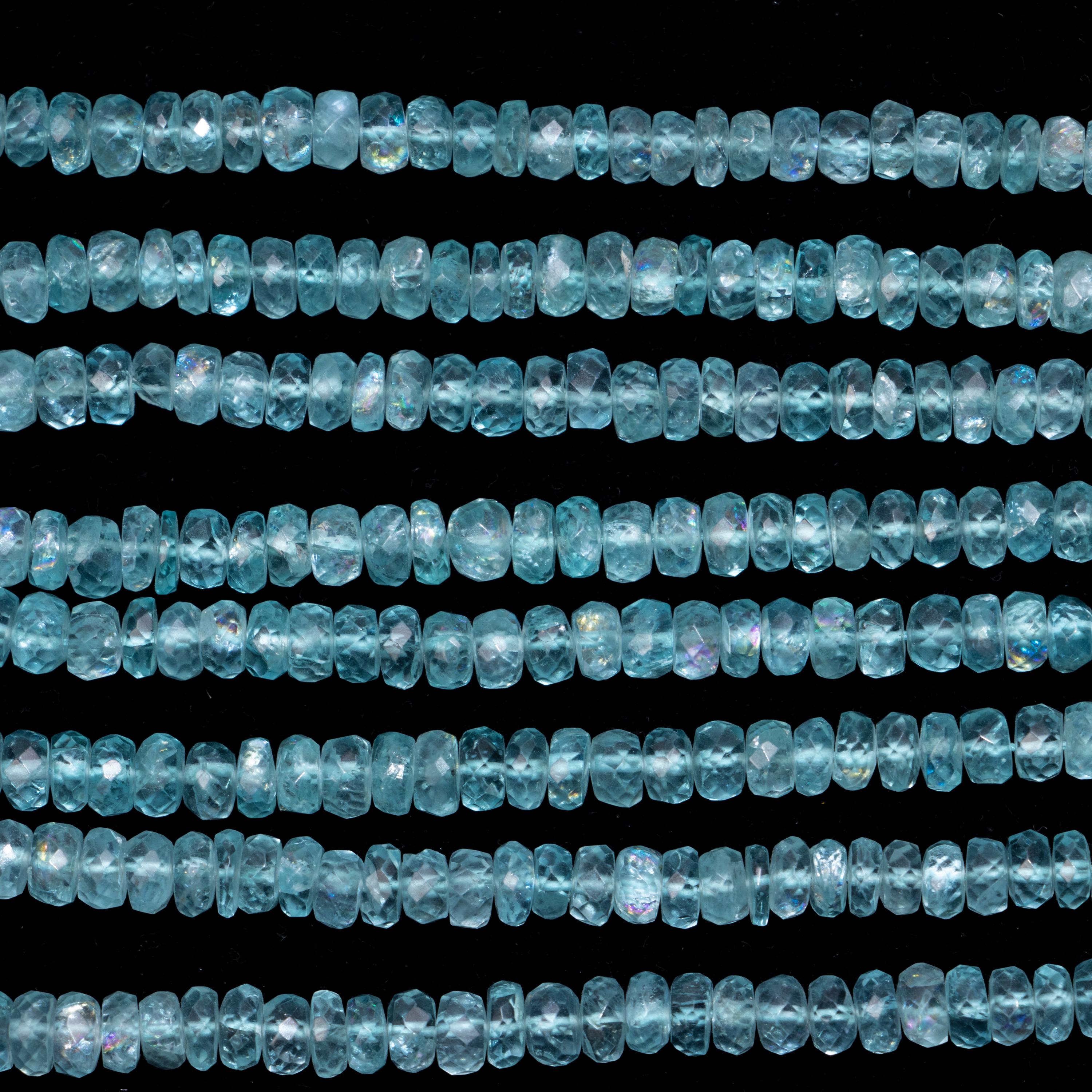 Natural Sky Apatite Faceted Rondelle Beads, 4.5 To 5.5mm, Apatite Faceted Beads, Apatite Jewelry Making Gemstone Beads, 15 Inch, SKU 065