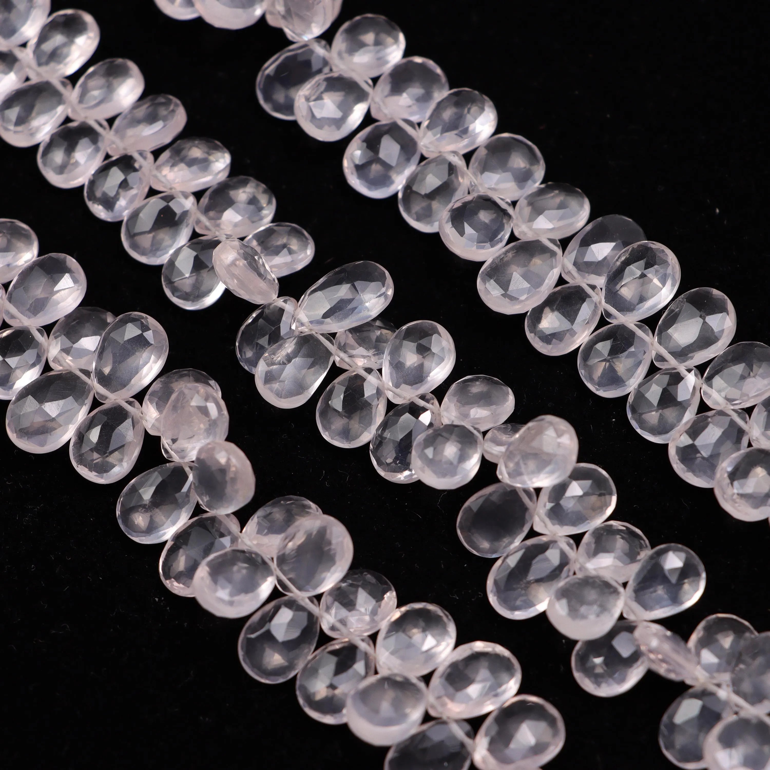 Natural Rose Quartz Faceted Pear Beads, Pink Rose Quartz Pear, Rose Quartz Jewelry Making Gemstone, 8 Inch, SKU 134