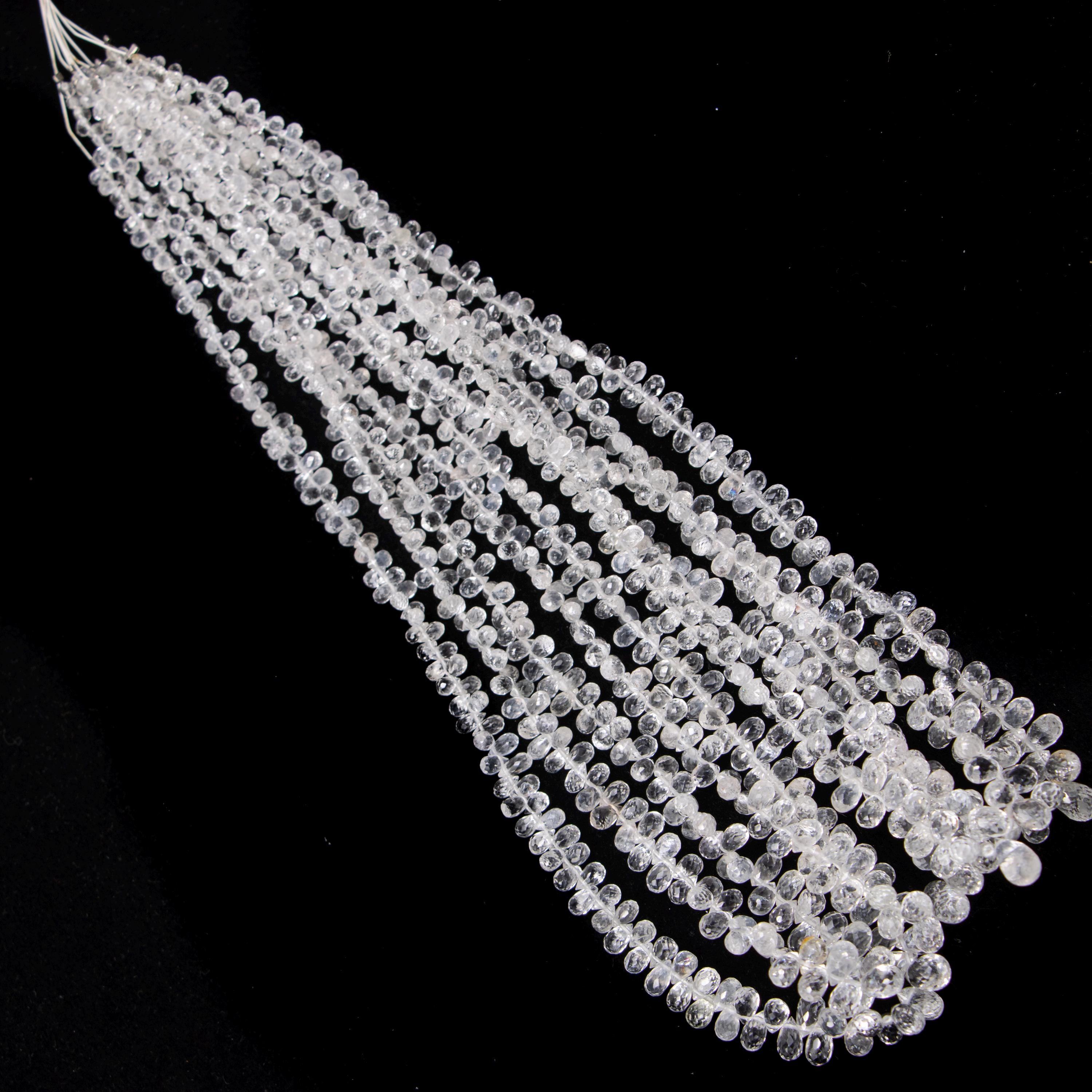 Natural White Topaz Faceted Drops Beads, 2x5 To 5x8 mm, 17 Inch Strand, (SKU141)