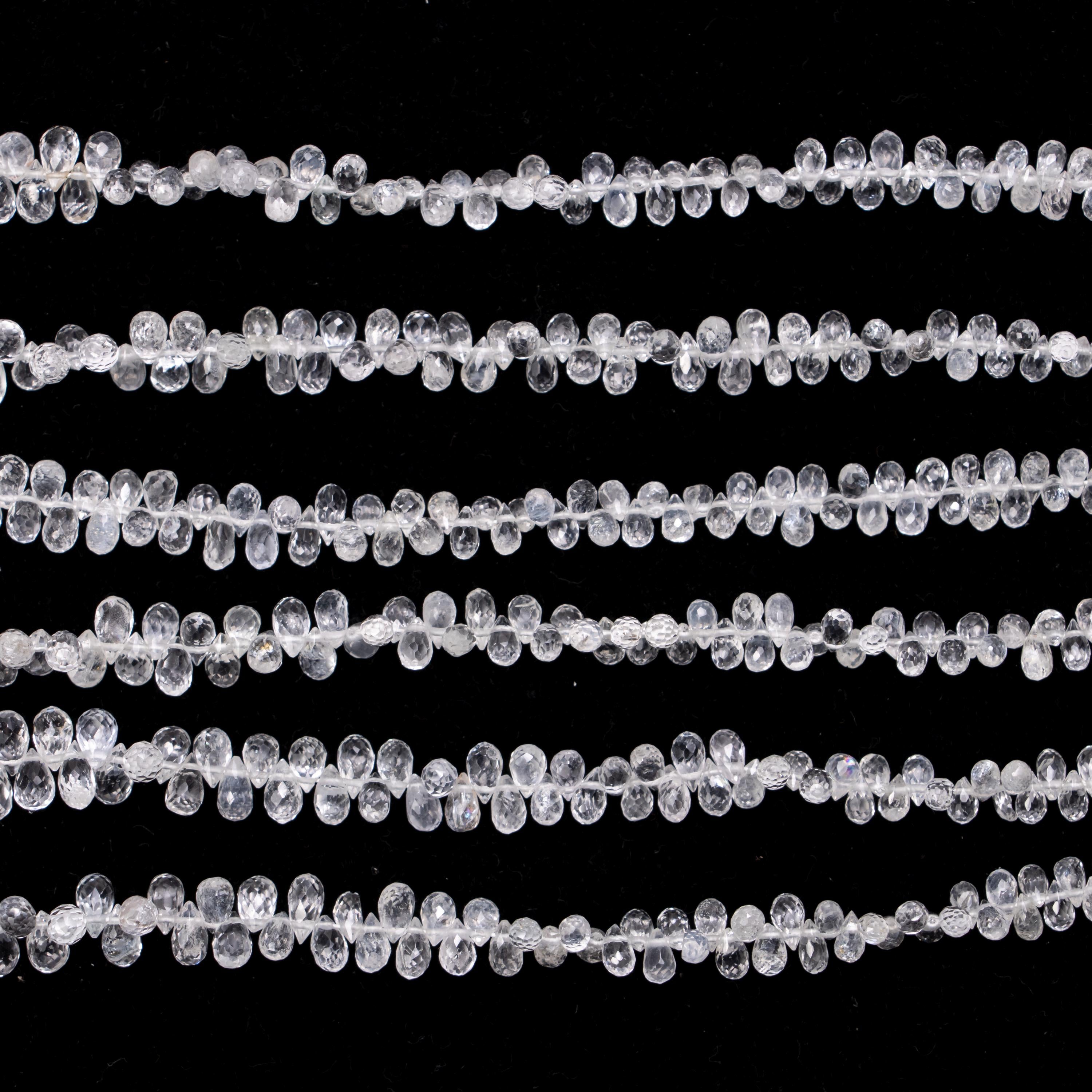 Natural White Topaz Faceted Drops Beads, 2x5 To 5x8 mm, 17 Inch Strand, (SKU141)