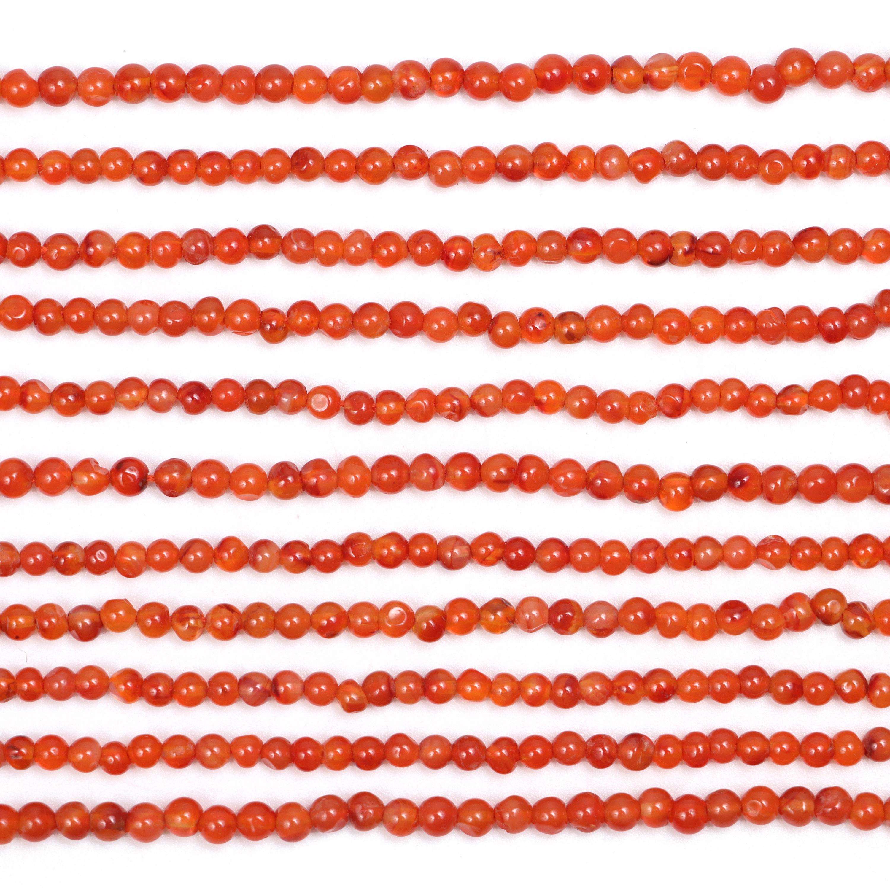 Natural Carnelian Smooth Round Beads, 3 mm - 3.5 mm Beads, Handmade Craft Beads, Gift For Her, Jewelry Making Beads, 15 Inches Strand SKU344