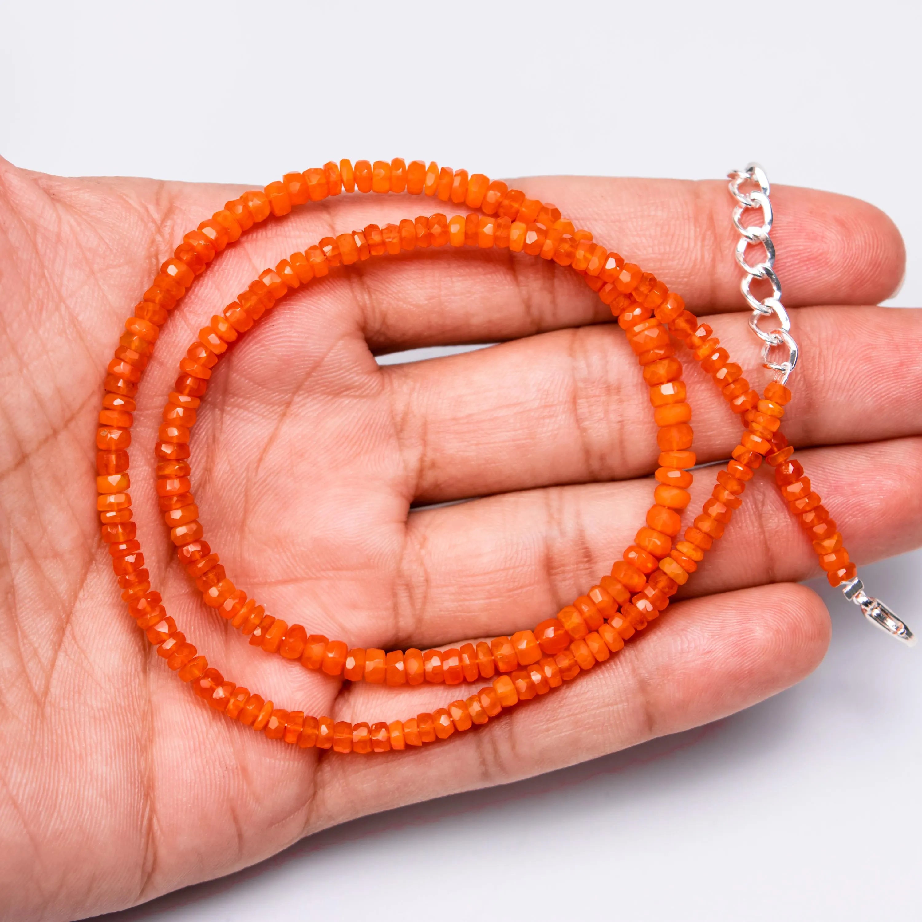 Ethiopian Opal Faceted Rondelle Beaded Necklace, 3 mm To 4.5 mm, Fanta Colour Opal Necklace, Welo Opal Beads Jewelry, 16 Inch Necklace, 214