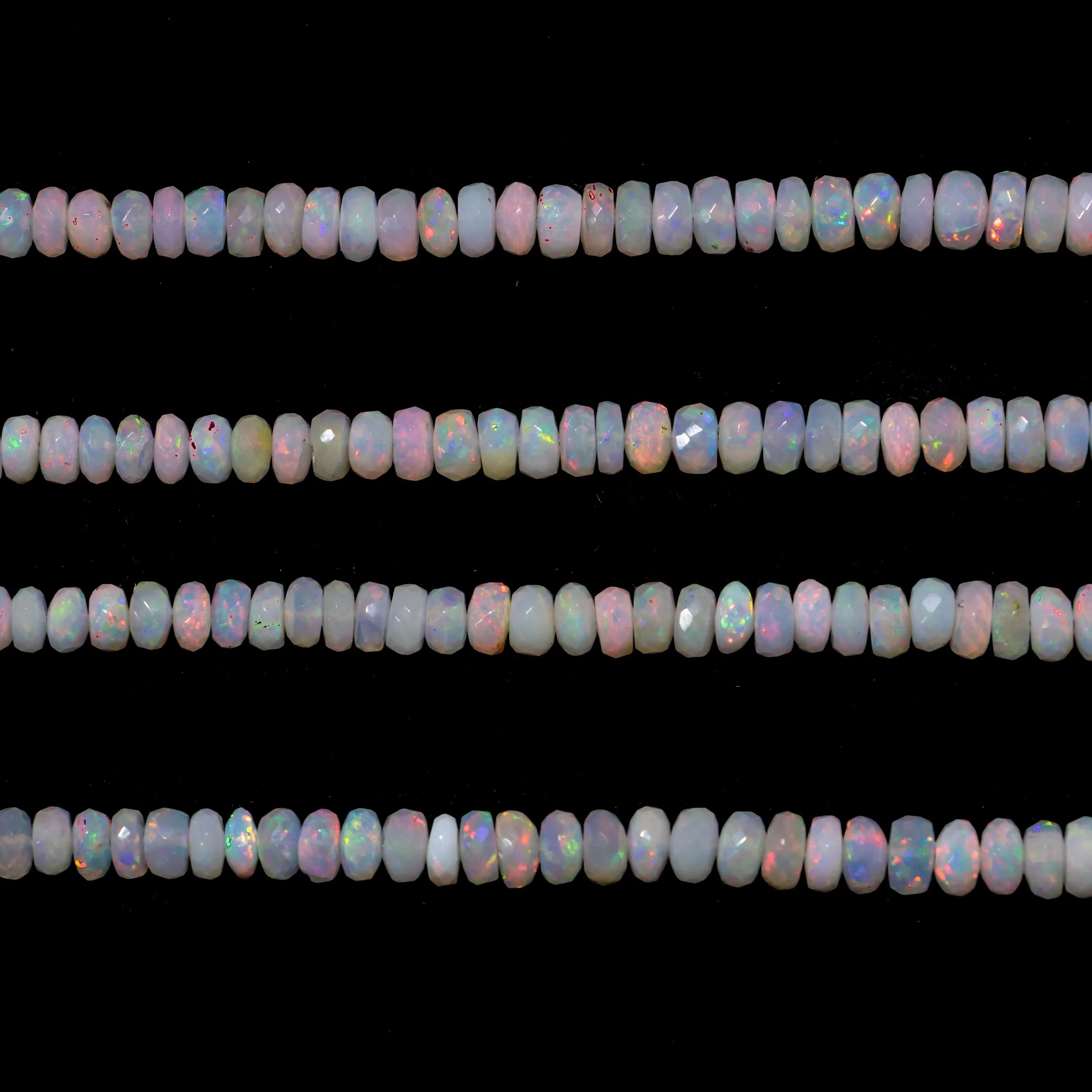 Natural Ethiopian Welo Opal Faceted Rondelle Beads, 5 to 9 mm, 16 Inch Strand Opal Gemstone Beads, Jewelry Making Beads (SKU165)