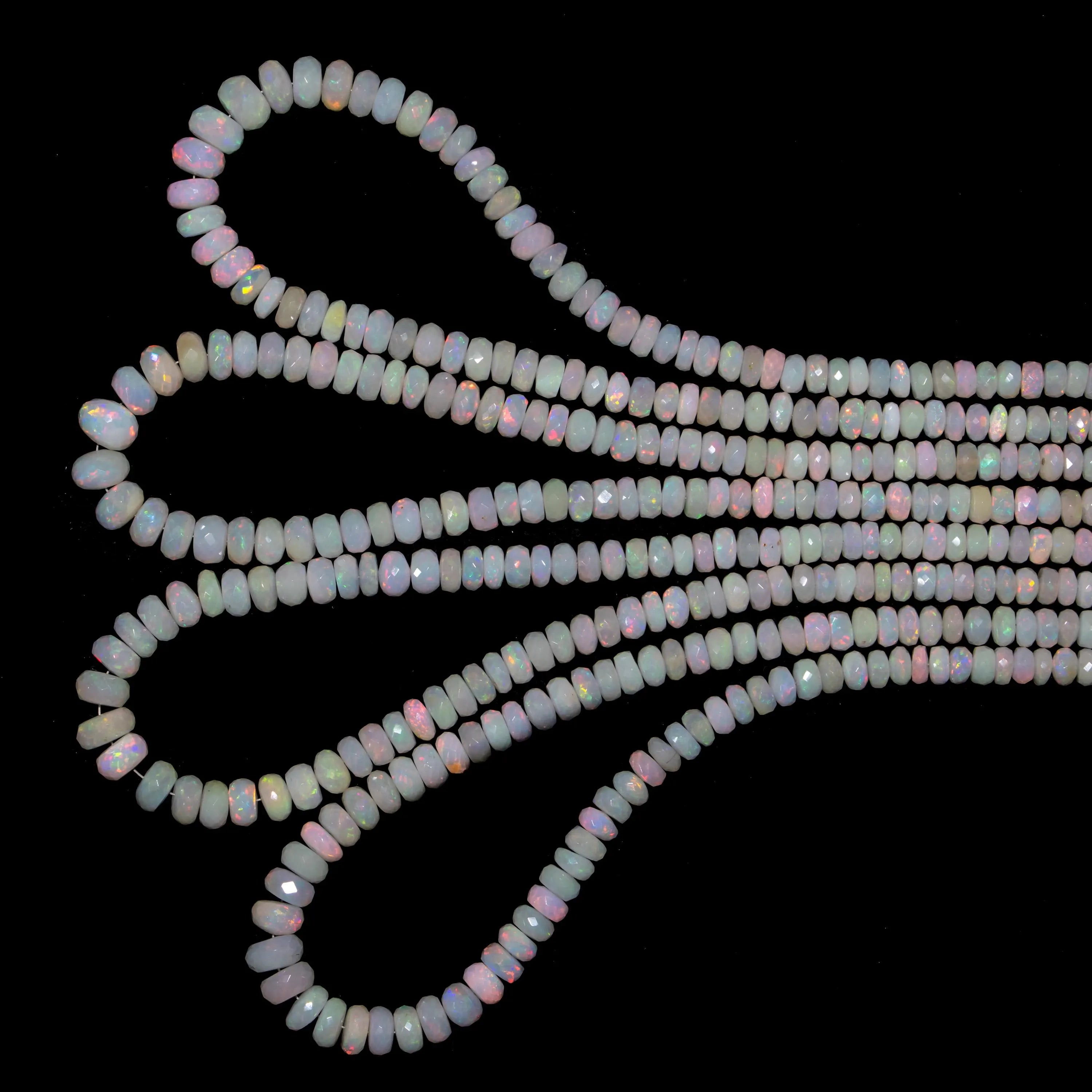 Natural Ethiopian Welo Opal Faceted Rondelle Beads, 5 to 9 mm, 16 Inch Strand Opal Gemstone Beads, Jewelry Making Beads (SKU165)