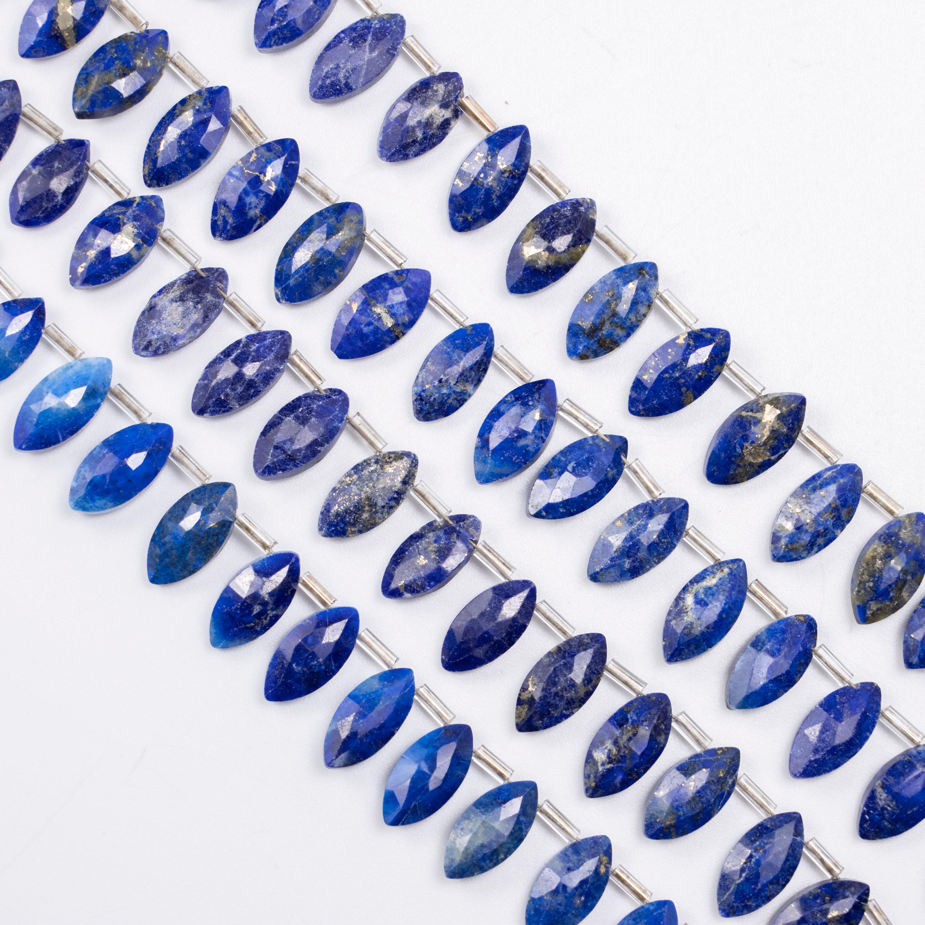 Lapis Lazuli Marquise Faceted Gemstone Beads, Natural Lapis Beaded Jewelry, Marquise Shape Briolettes, SKU1369