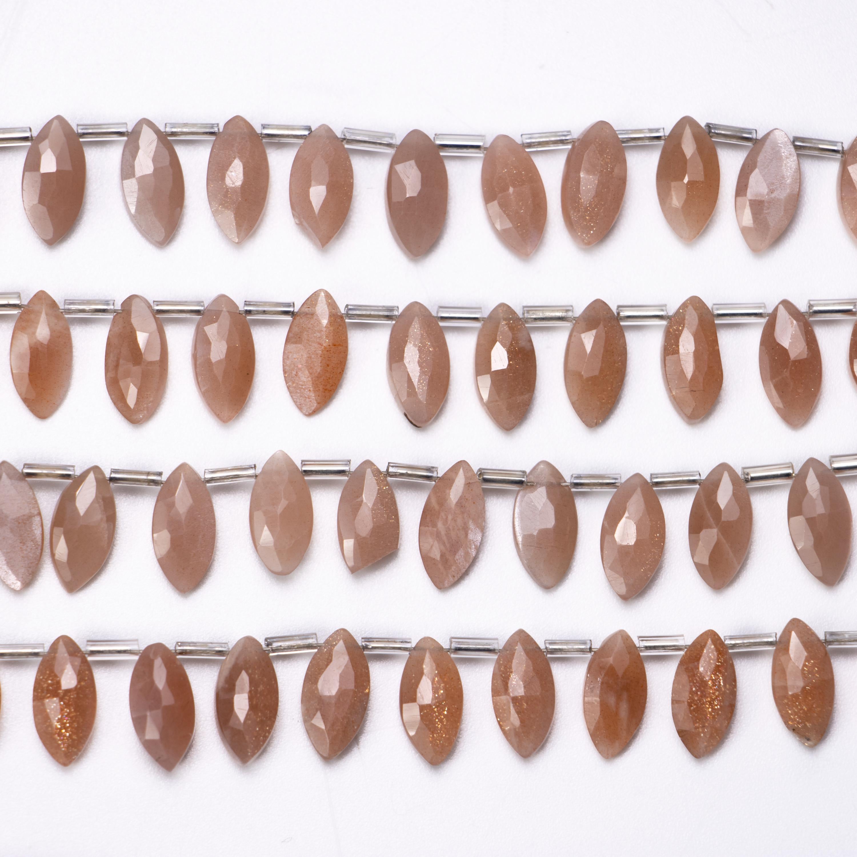 Natural Peach Moonstone Faceted Marquise Briolettes Beads, 5x10 To 7x13 mm, Dainty Moonstone Beads, SKU1372