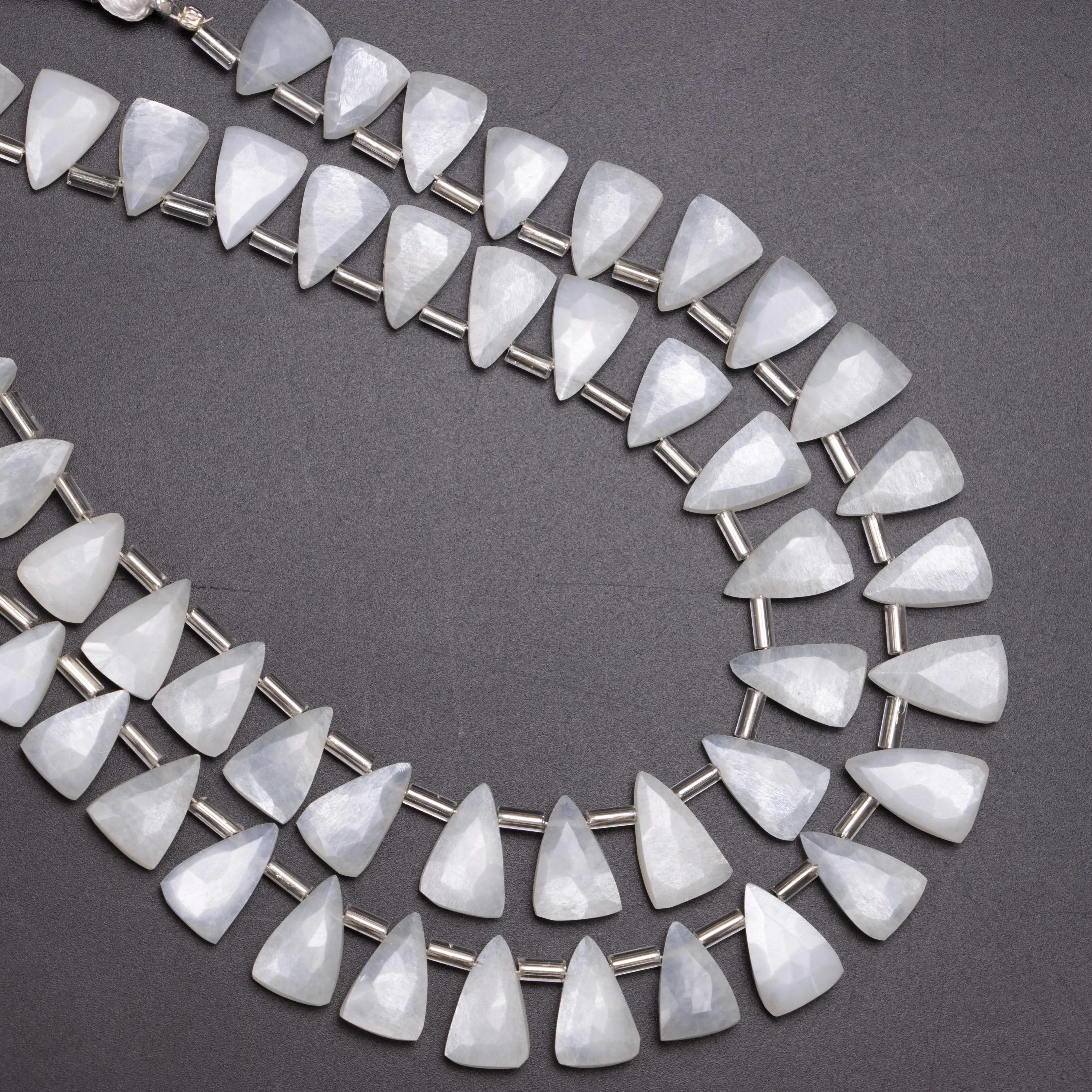 White Moonstone Faceted Triangle Beads, White Moonstone Triangle, Moonstone Fancy Jewelry Making, 8 Inches Strand, SKU1391