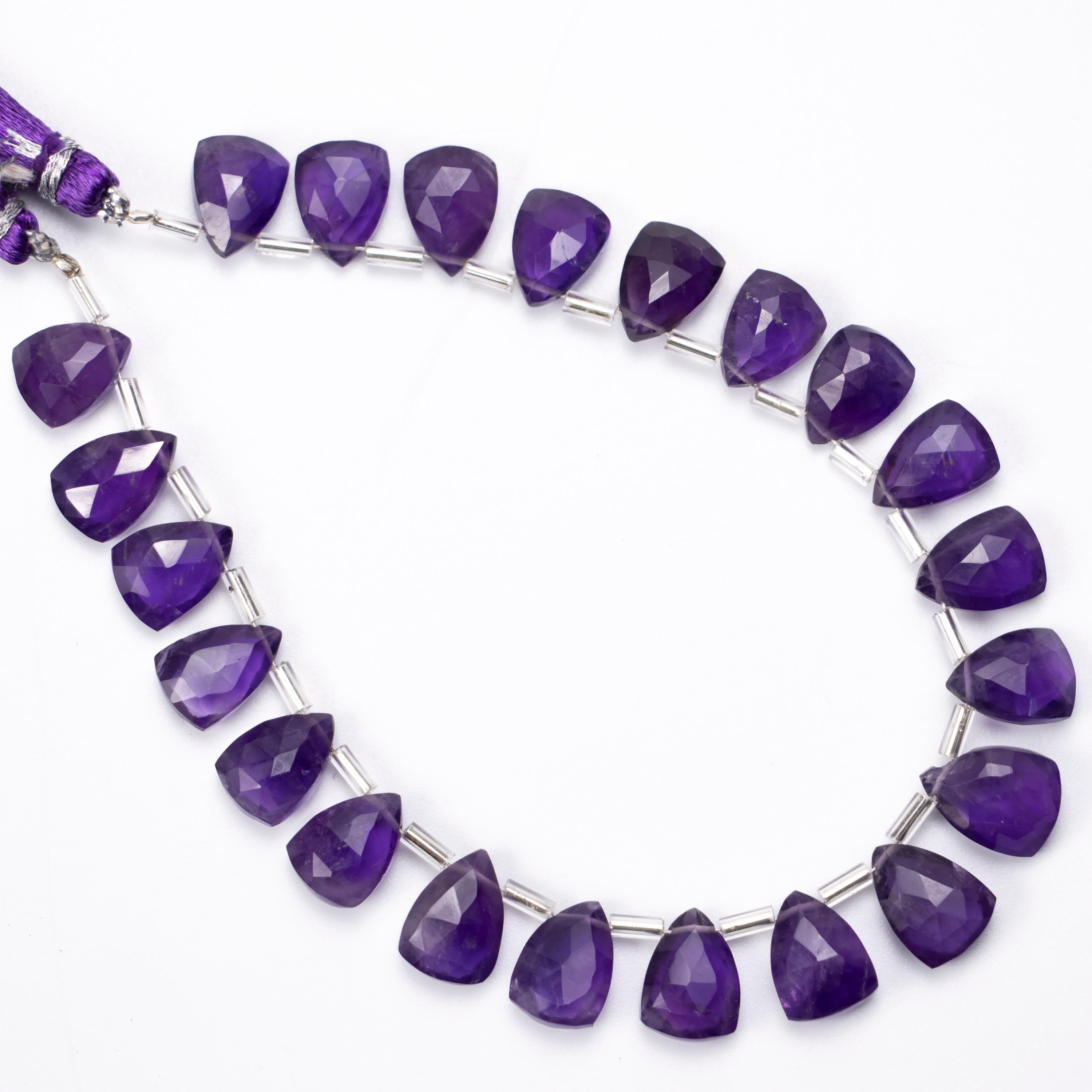 African Amethyst Faceted Triangle Beads, 7x10 mm to 9x13 mm, African Purple Amethyst Triangle, Amethyst Jewelry Making, SKU1392