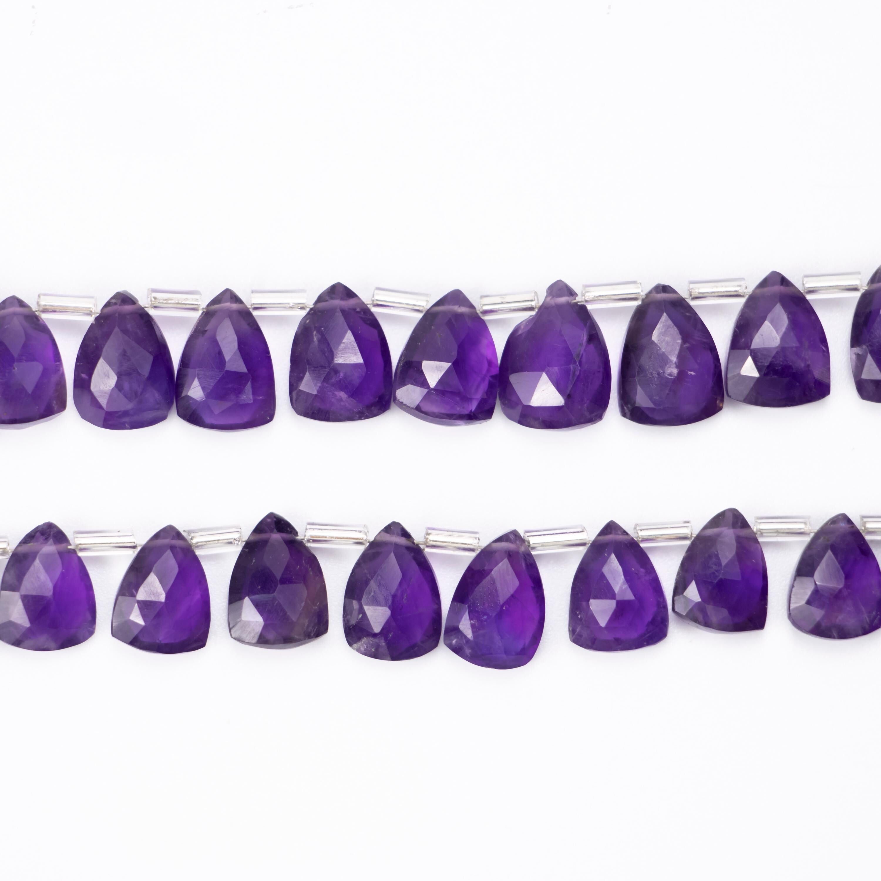 African Amethyst Faceted Triangle Beads, 7x10 mm to 9x13 mm, African Purple Amethyst Triangle, Amethyst Jewelry Making, SKU1392