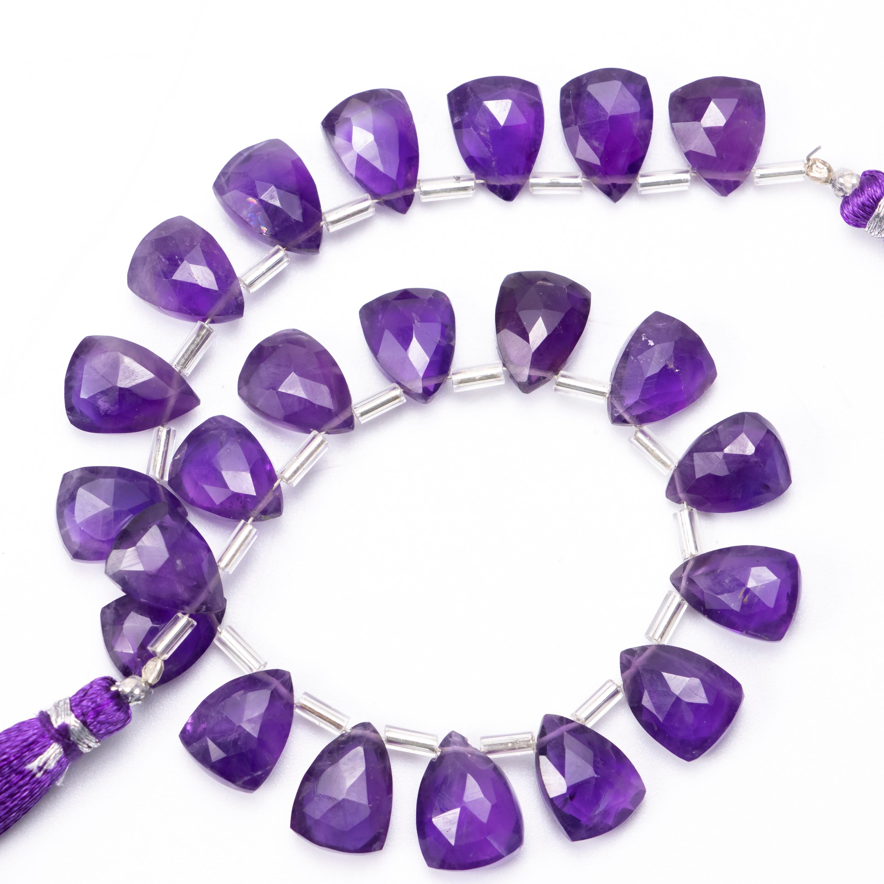 African Amethyst Faceted Triangle Beads, 7x10 mm to 9x13 mm, African Purple Amethyst Triangle, Amethyst Jewelry Making, SKU1392