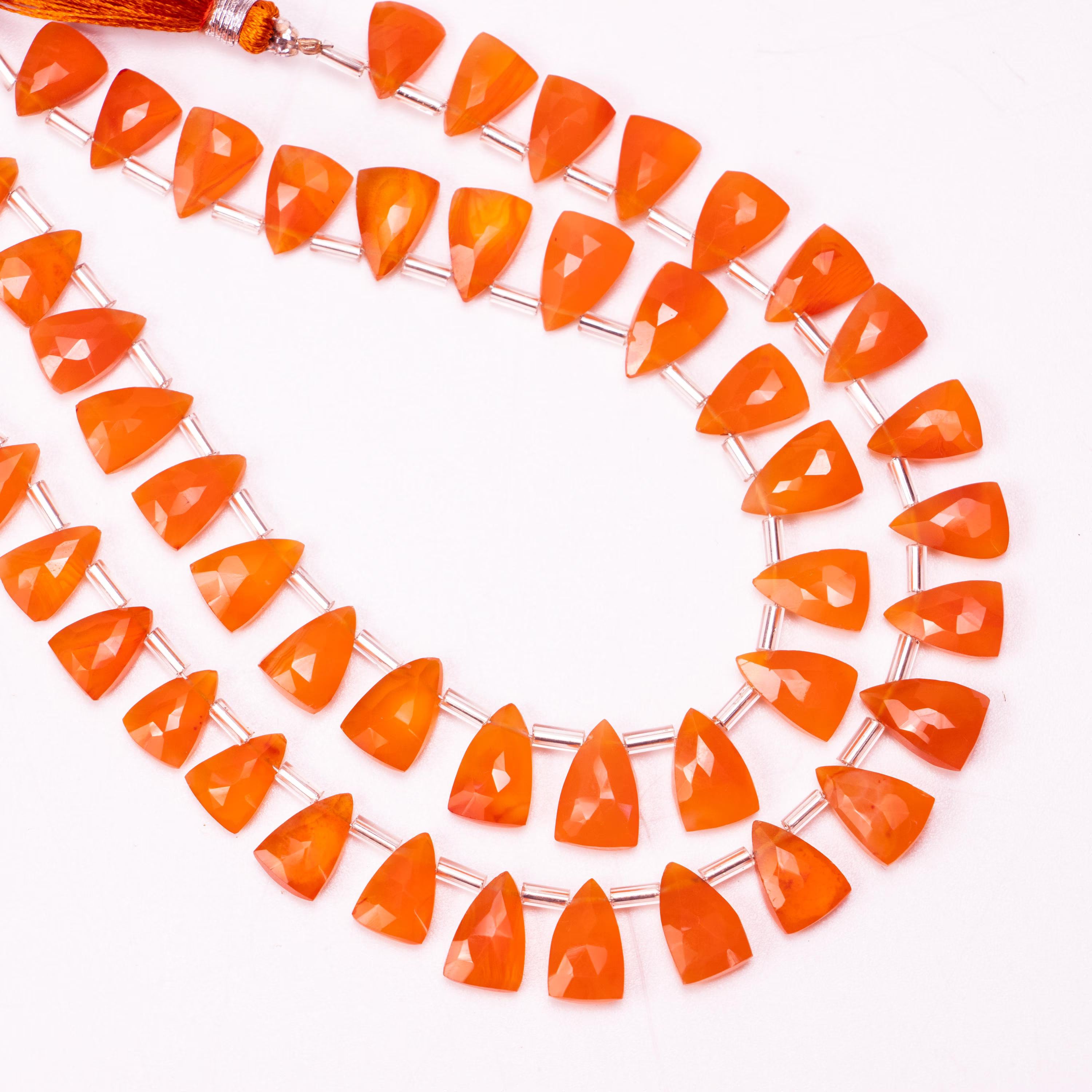 Orange Carnelian Faceted Triangle Beads, 6.5x10 to 7.5x12mm, Natural Jewellery Making, Wholesale Gemstone, SKU1393