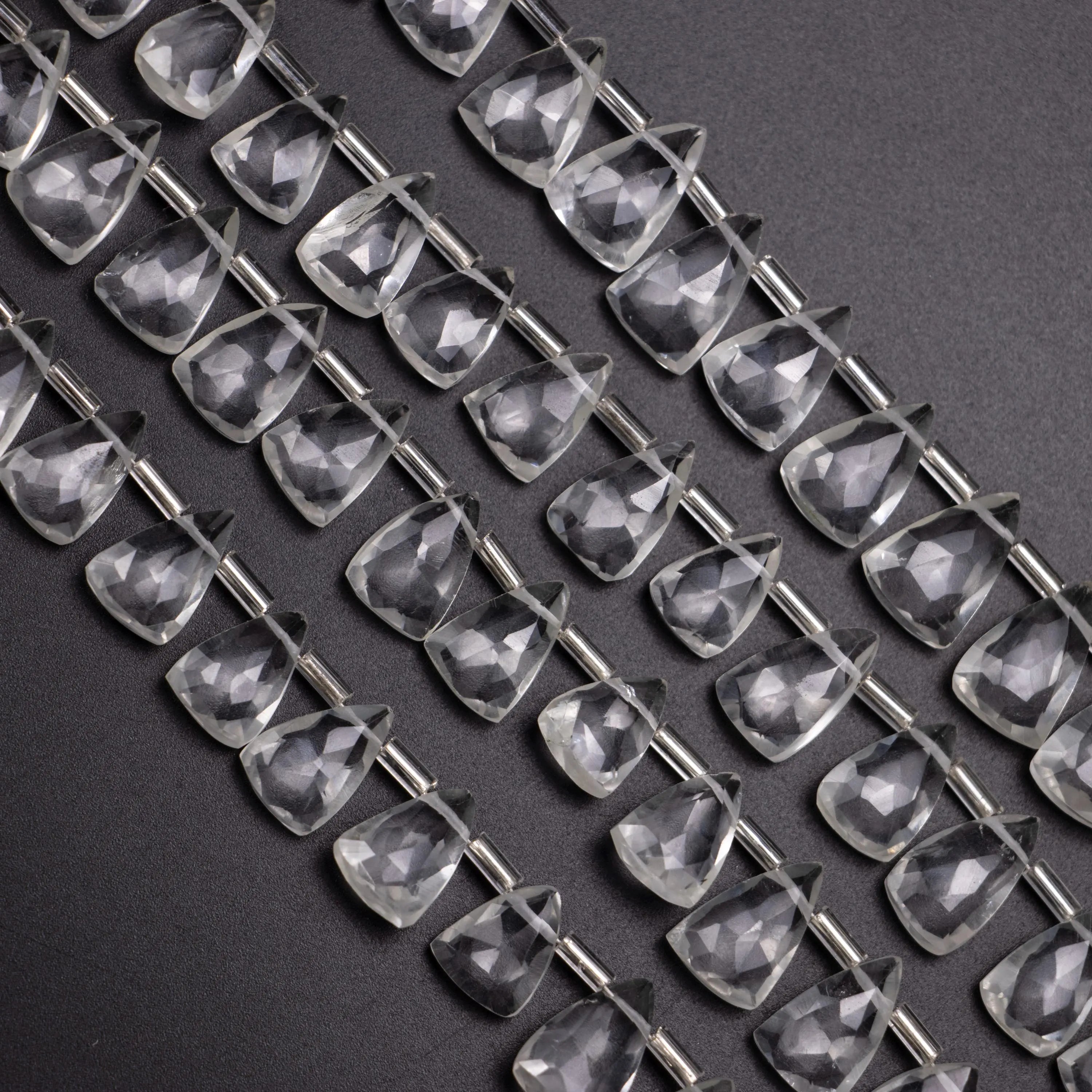 White Crystal Quartz Faceted Triangle Beads, Crystal Quartz Triangle, Crystal Quartz Handmade Jewelry Making Gemstone Beads, SKU1390