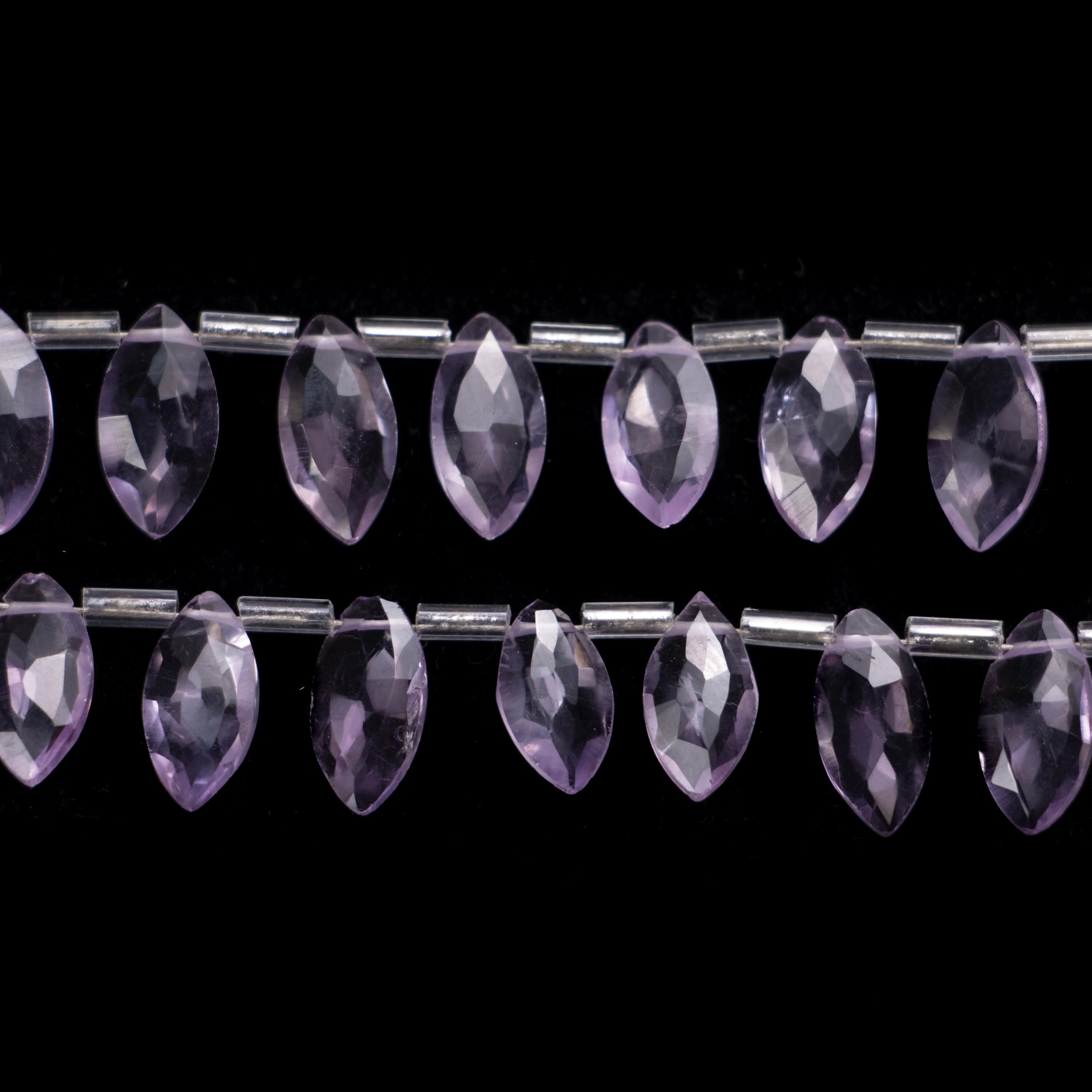 Pink Amethyst Faceted Marquise Shape Beads, 6x12 To 7x14 mm Size Stone, SKU1373