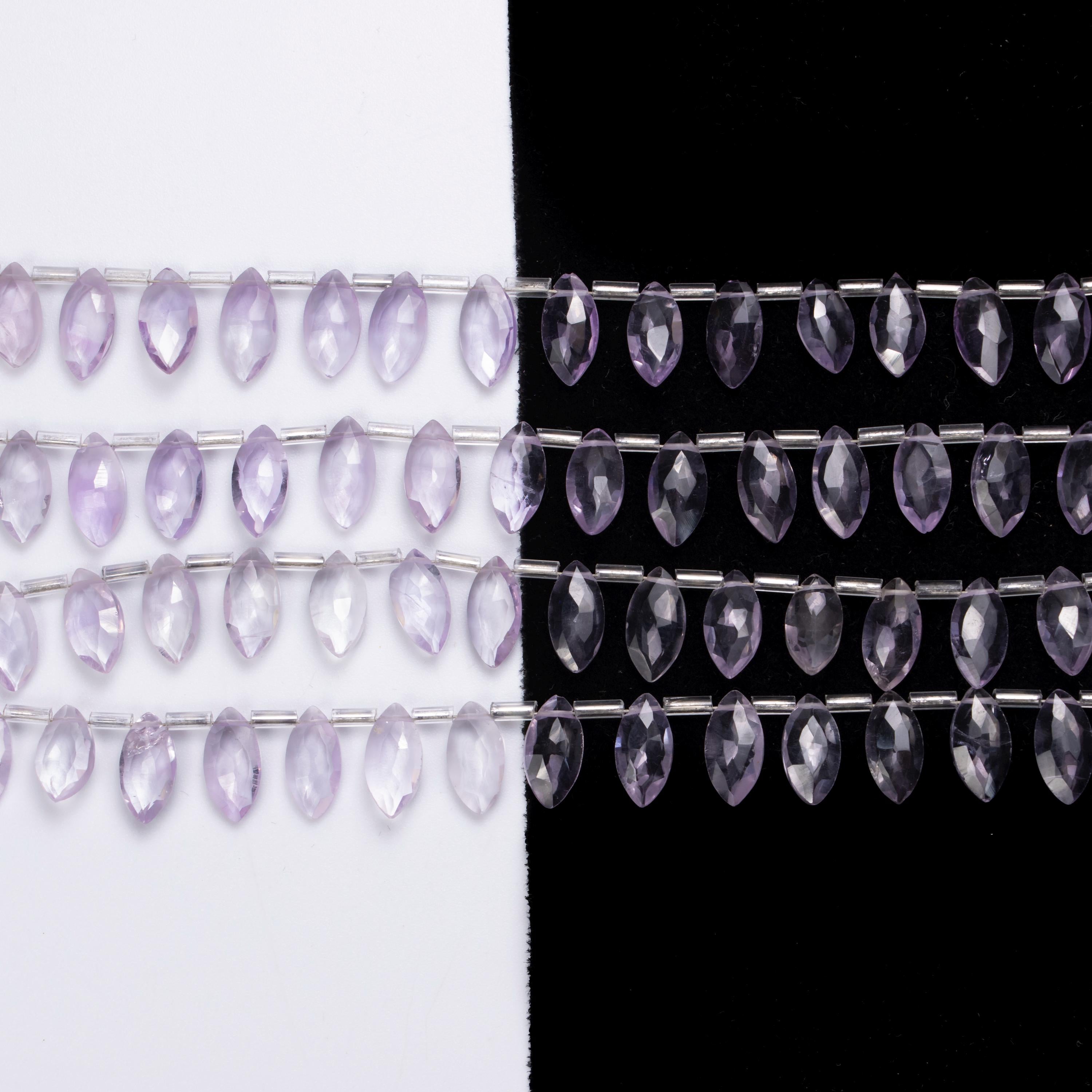 Pink Amethyst Faceted Marquise Shape Beads, 6x12 To 7x14 mm Size Stone, SKU1373
