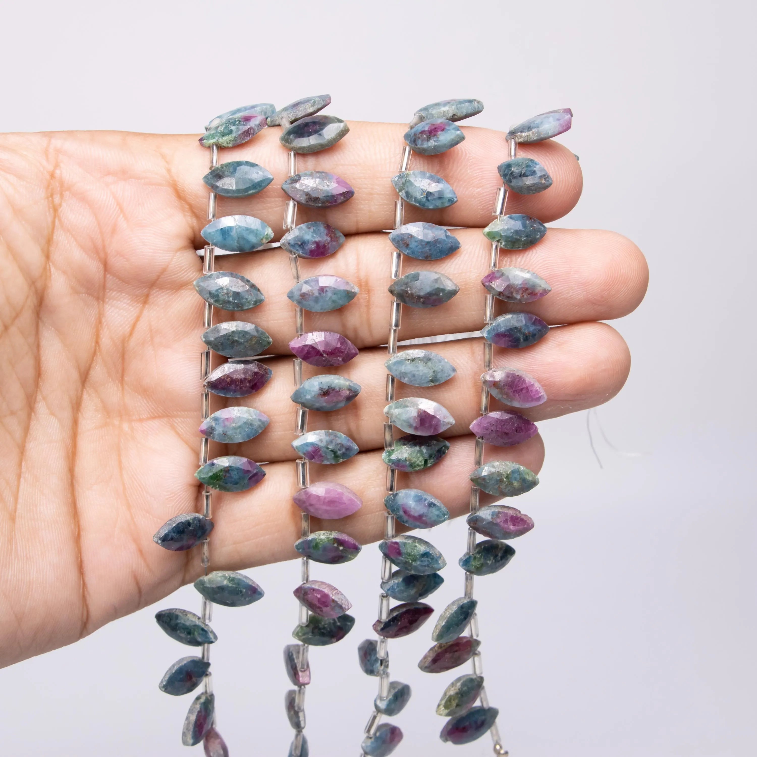 Ruby Kyanite Faceted Marquise Briolettes Beads, Ruby Kyanite Marquise, Ruby Kyanite Jewelry Making Gemstone Beads, 6 Inches Strand, SKU1374