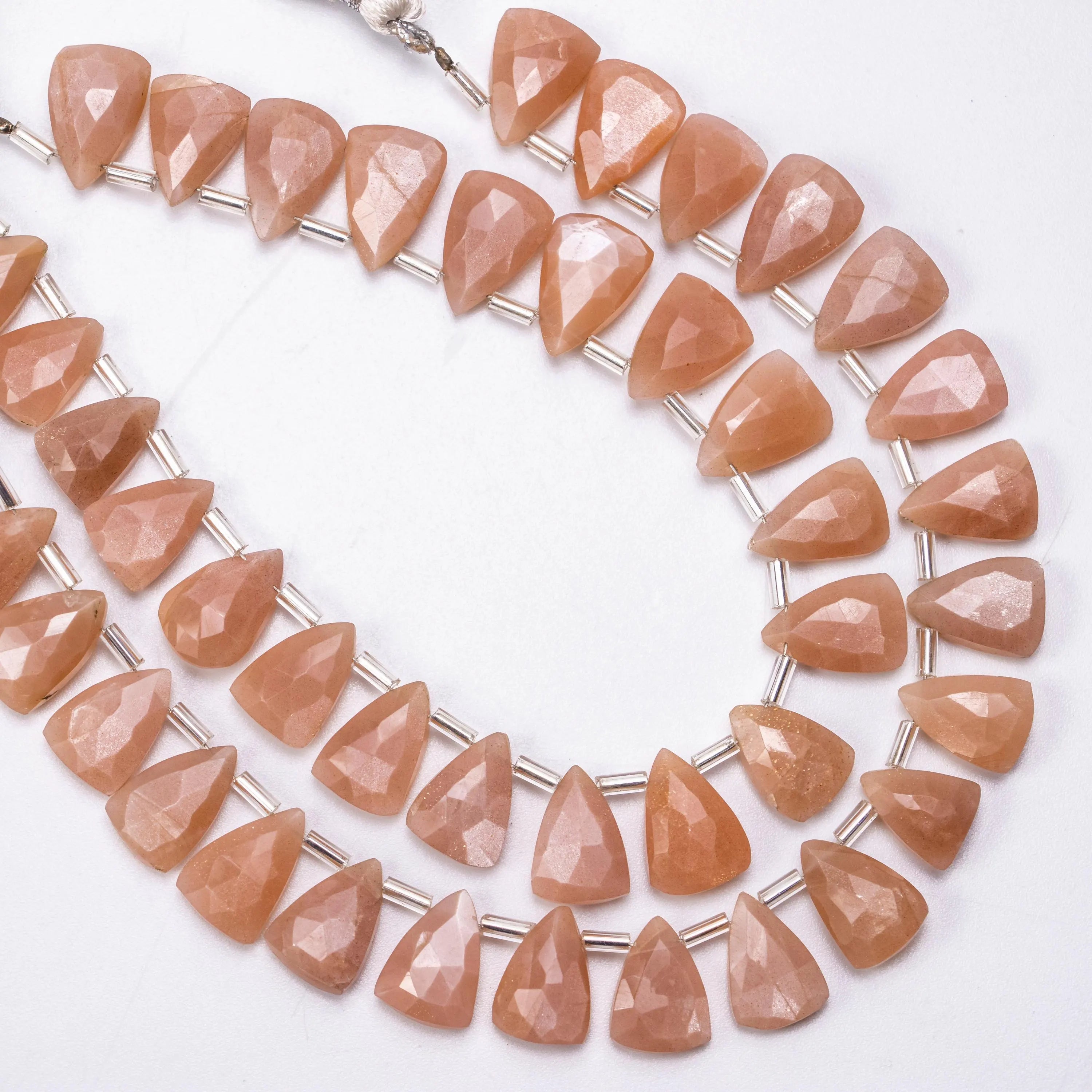 Peach Moonstone Faceted Long Triangle Beads, 8x11 mm To 10x4 mm, Moonstone Fancy Jewelry Beads, SKU1386