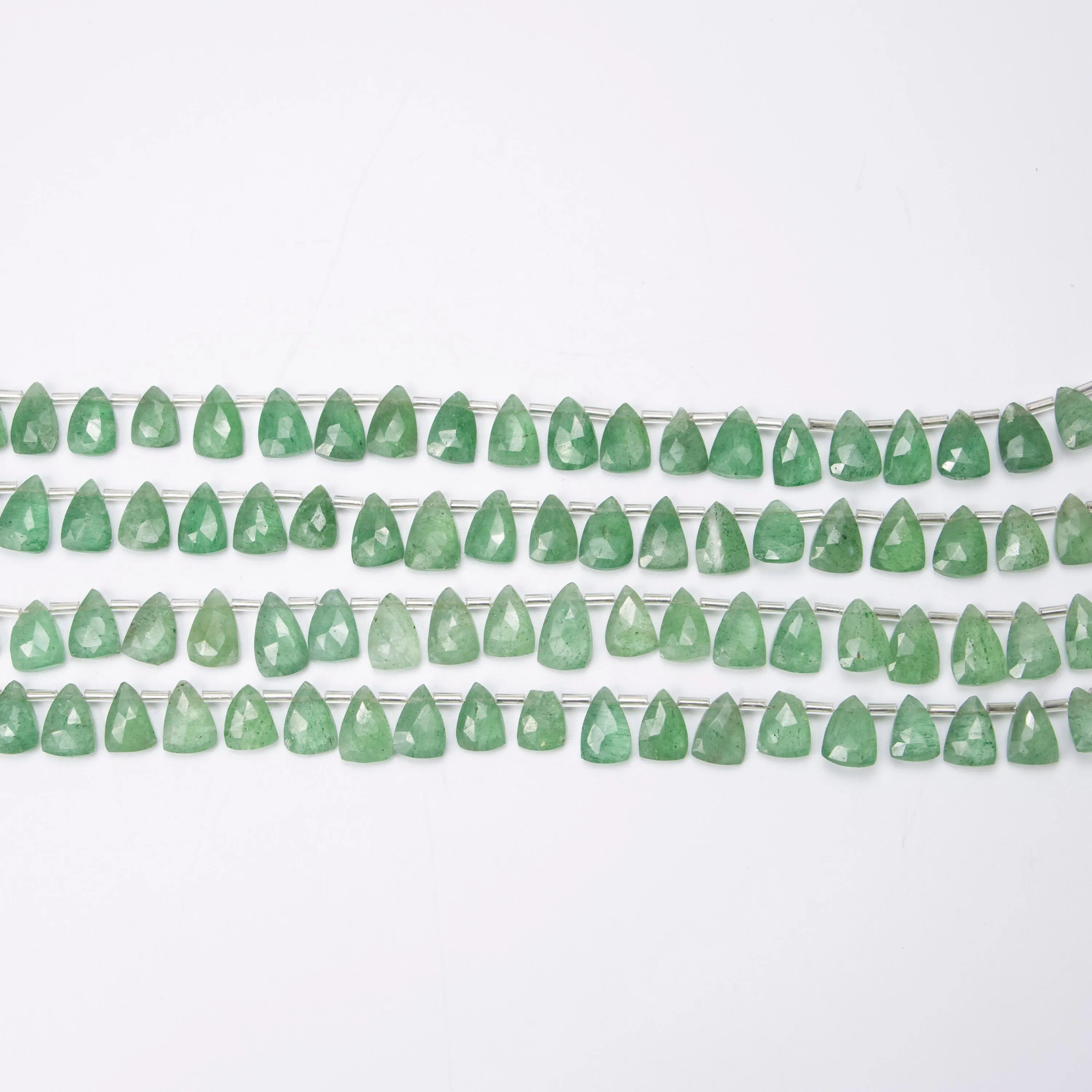 Long Triangle Quartz Beads Green Strawberry Faceted Beads, Jewelry Making Beads, SKU1385