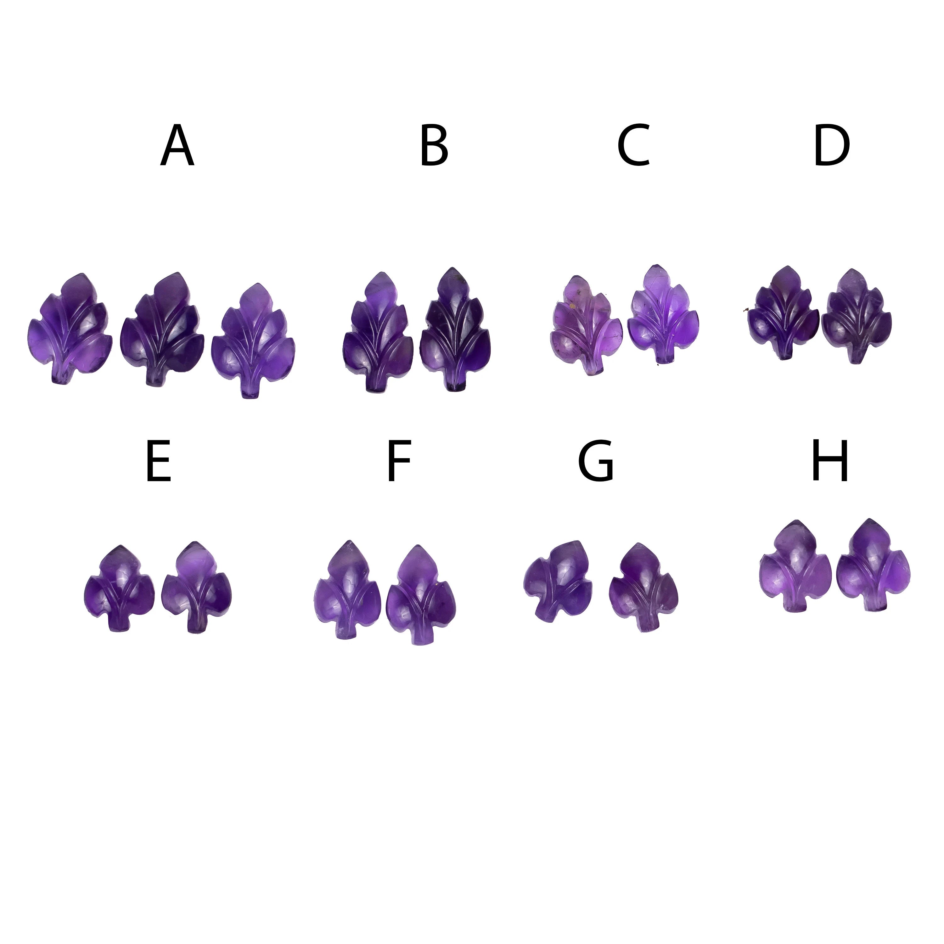 Natural Purple Amethyst Leaf Carving Gemstone