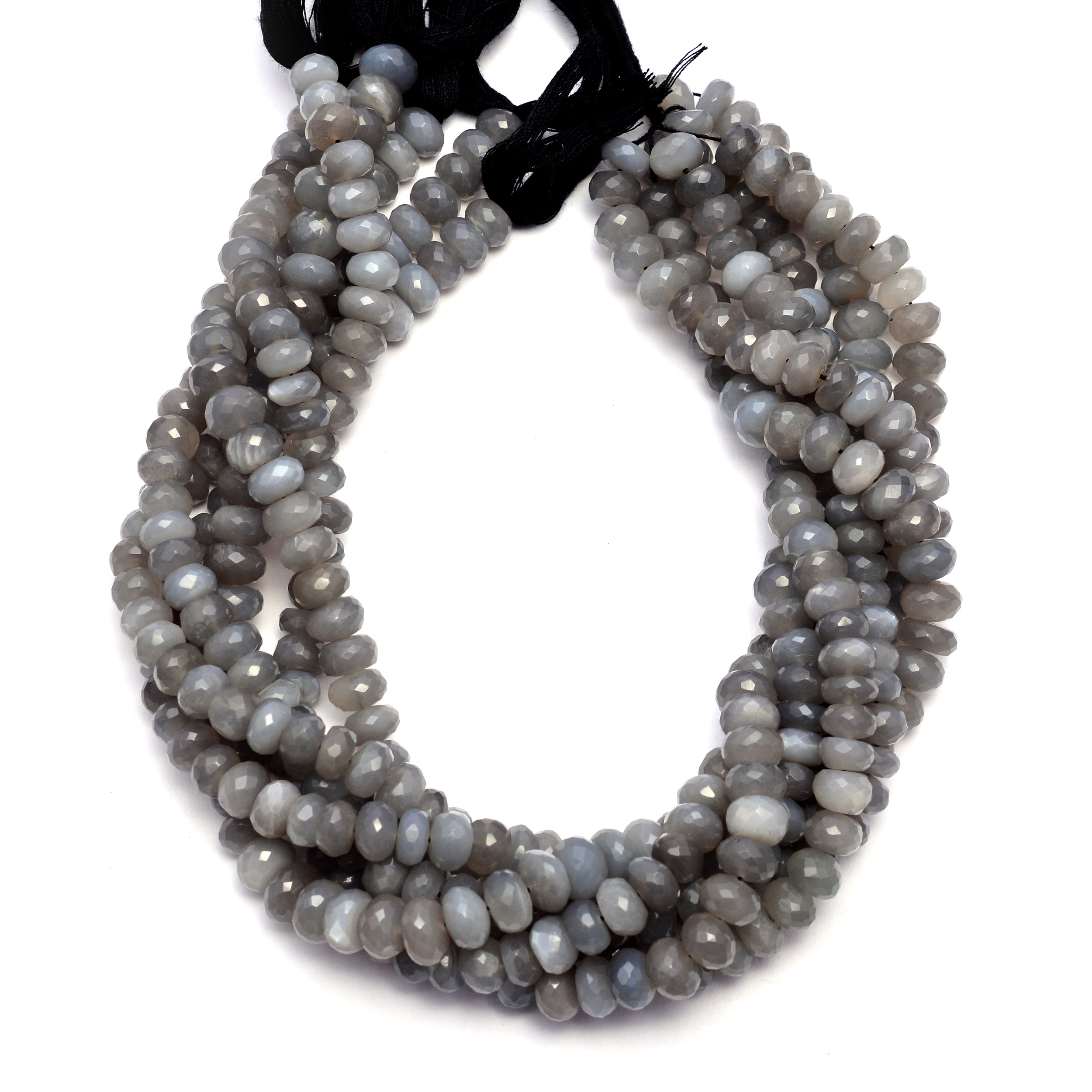 Natural Grey Moonstone Faceted Rondelle Beads, Grey Moonstone Rondelle, Grey Moonstone Jewelry Making Gemstone Beads, 14 Inch