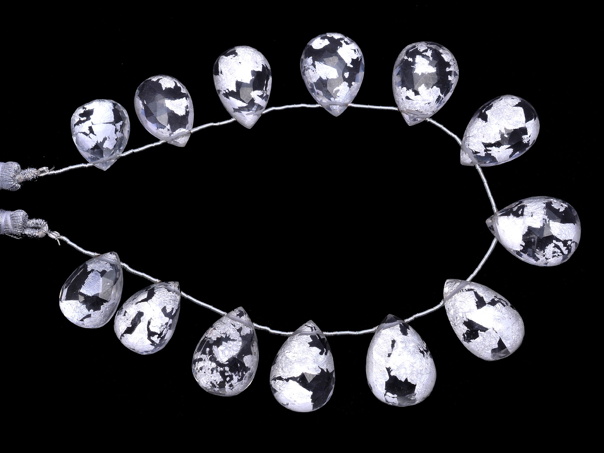 Silver Flakes Crystal Quartz Faceted Pear Beads, 11x15 mm To 14x21 mm, Crystal Quartz With Silver Flakes Pear, Crystal Gemstone
