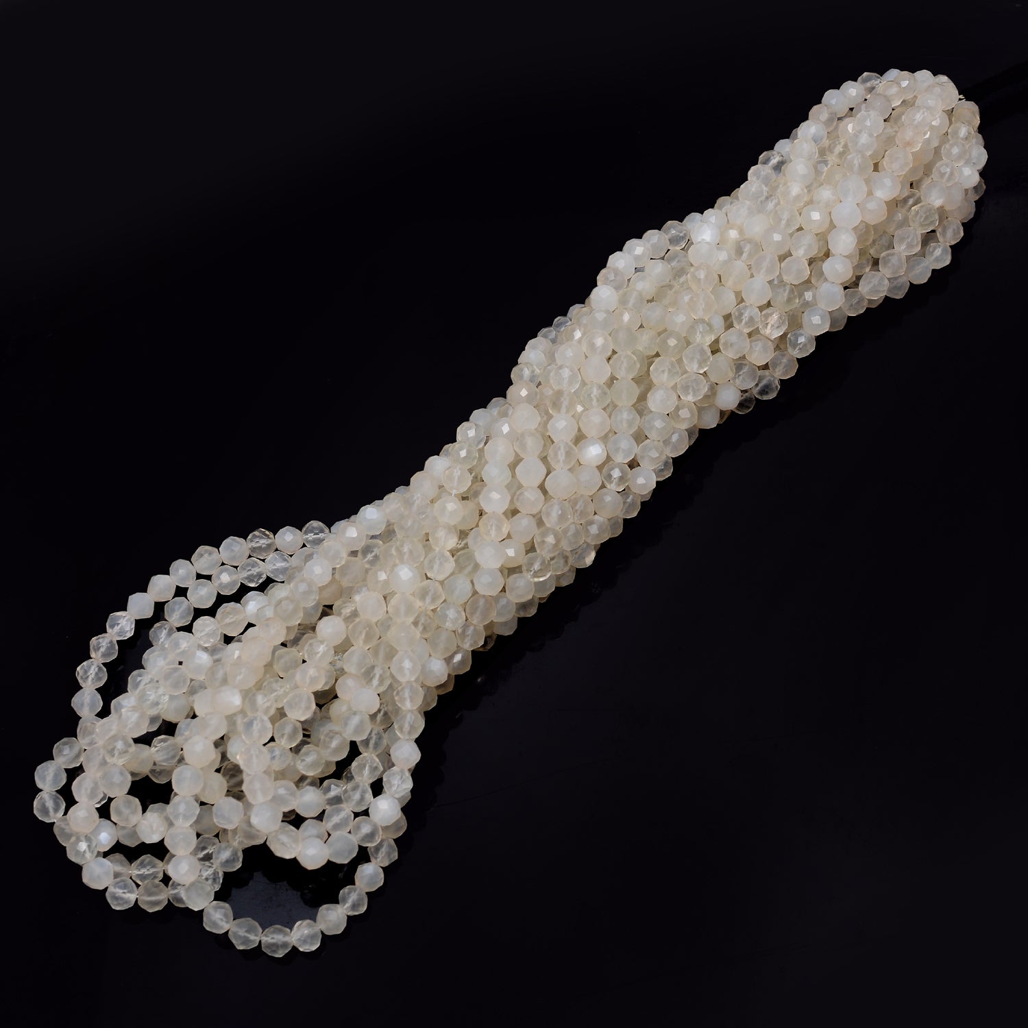 White Moonstone Faceted Round Balls Beads, 5 mm To 5.5 mm, White Moonstone Round, Moonstone Jewelry Making Gemstone Beads, 17 Inch