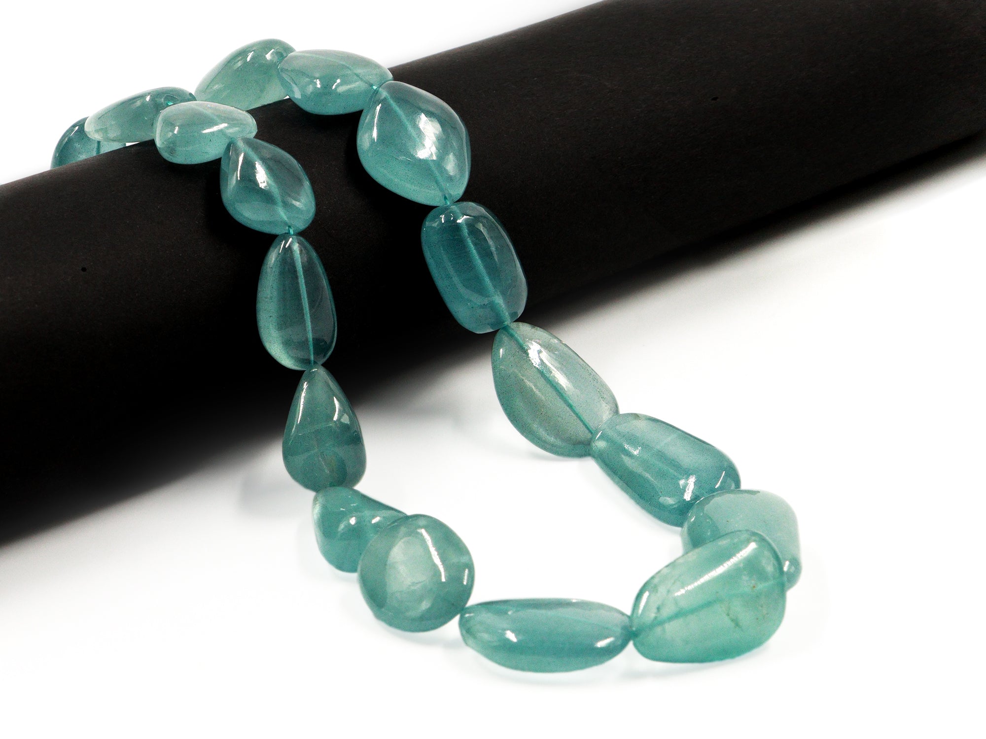 Moss Aquamarine Smooth Tumble Beads Necklace,13x14 mm To 18x30 mm, Moss Aquamarine Nuggets, Moss Aquamarine Jewelry Gemstone