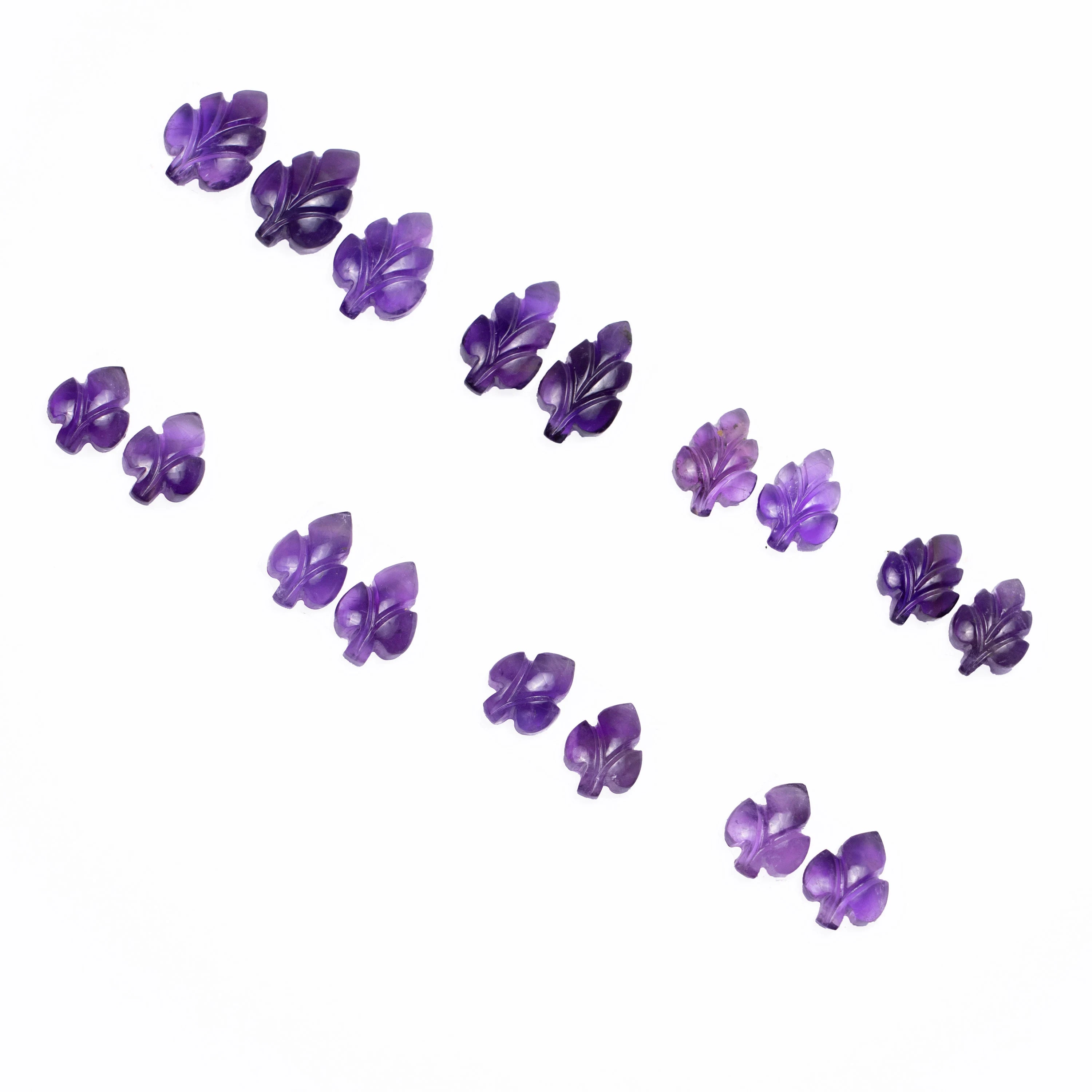 Natural Purple Amethyst Leaf Carving Loose Gemstone