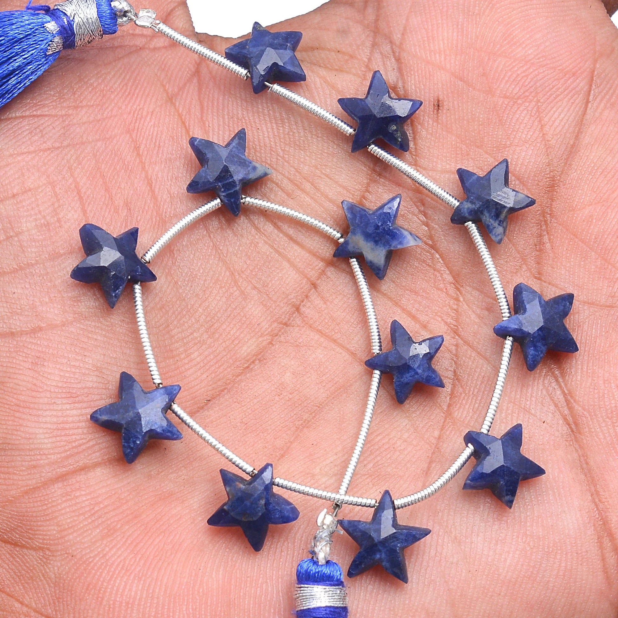 Natural Blue Sodalite Faceted Stars Beads, 9 To 10 mm, Handmade Gemstone Beads, Wholesale Beads Supplier (SKU551)