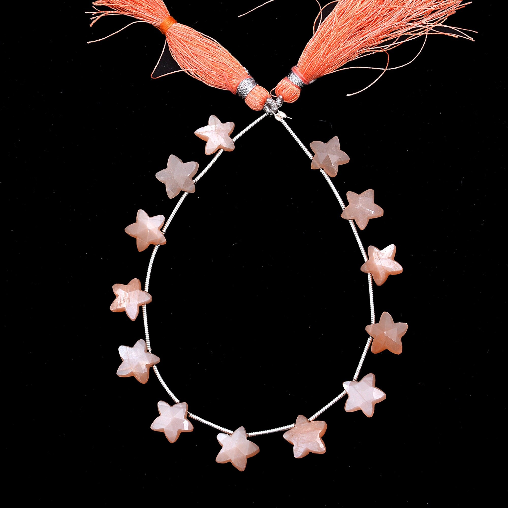 Natural Peach Moonstone Faceted Stars Beads, 9 - 10 mm Moonstone Beads, (SKU554)