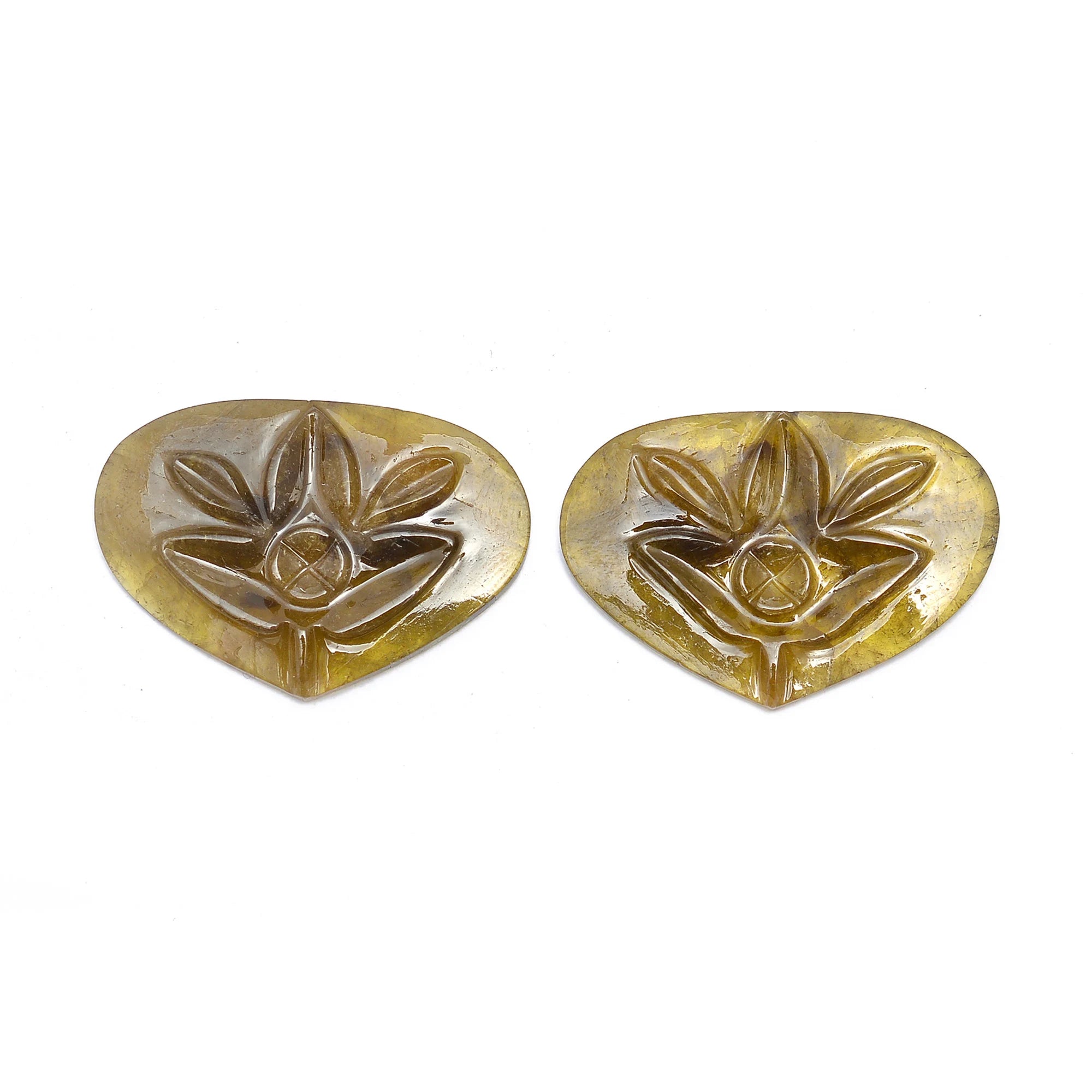 Tourmaline Heart Carving Pair Loose Gemstone, 24x35 mm, SKU625