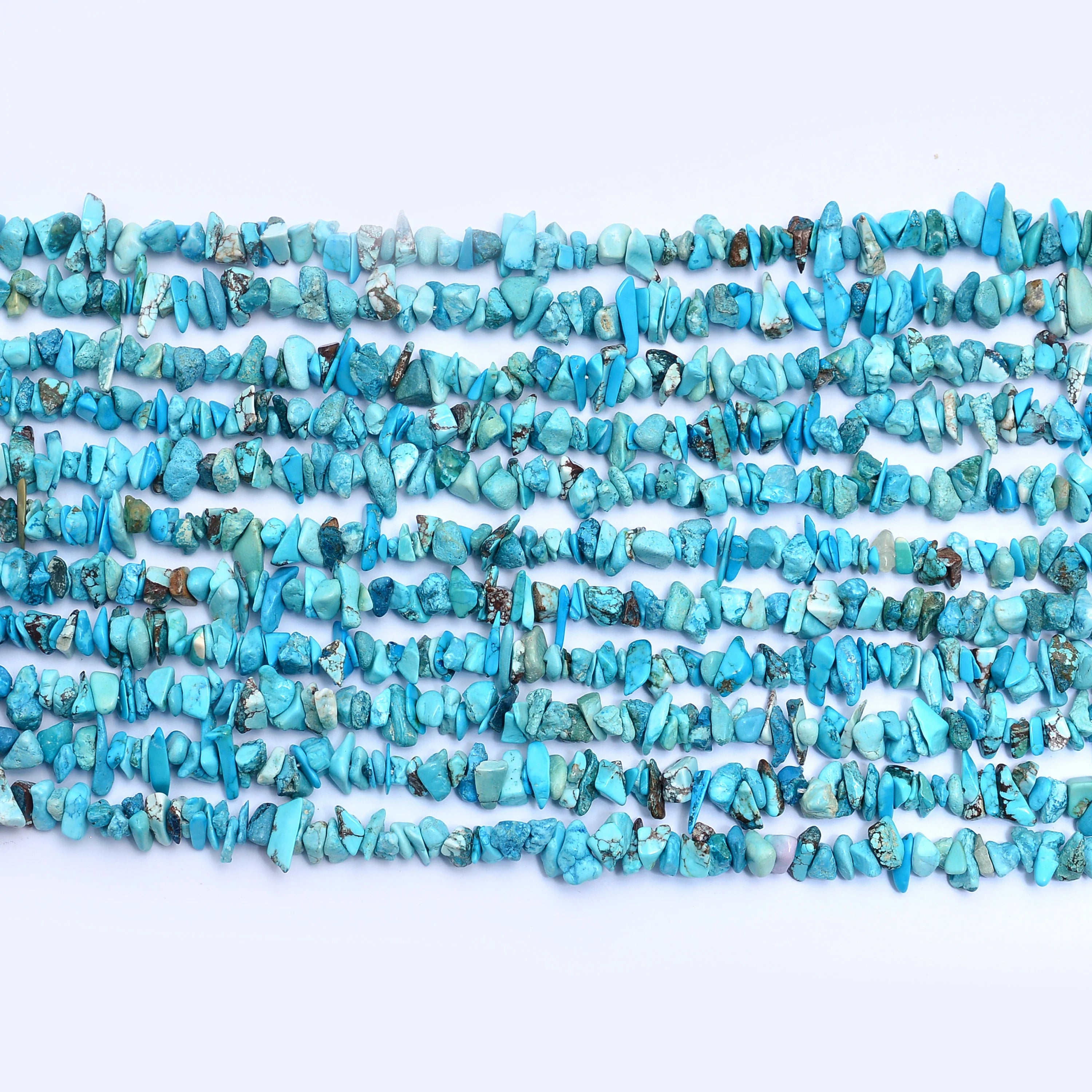 Natural Turquoise Smooth Chips Beads, 4 mm To 7 mm, 36 Inches, SKU591