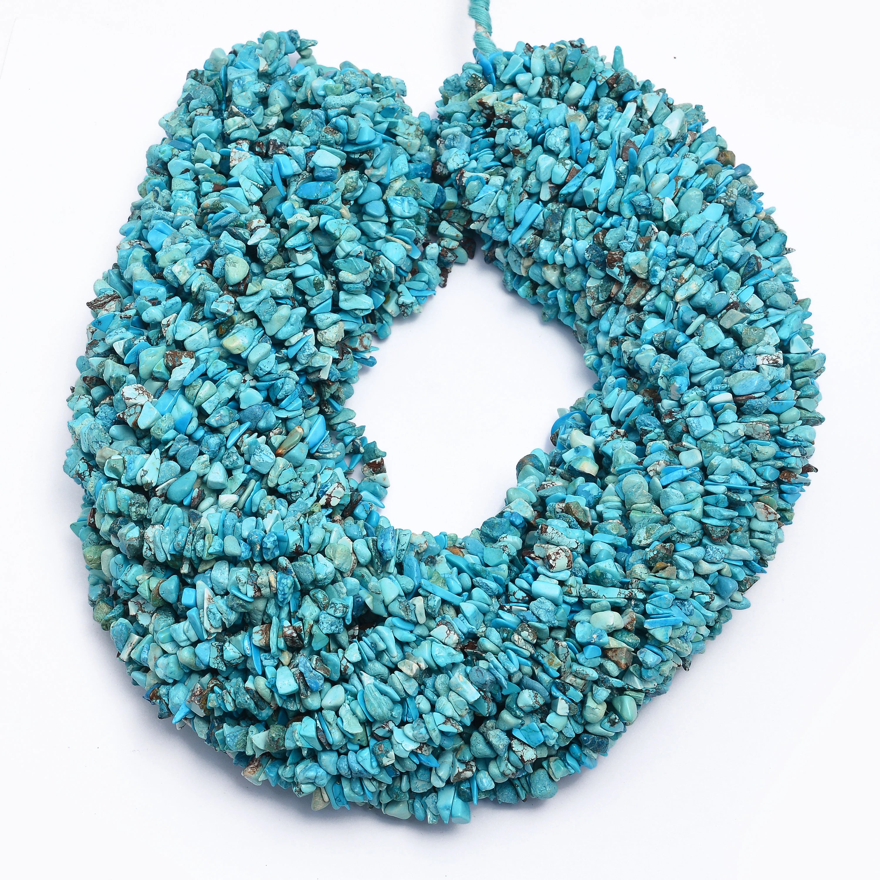 Natural Turquoise Smooth Chips Beads, 4 mm To 7 mm, 36 Inches, SKU591