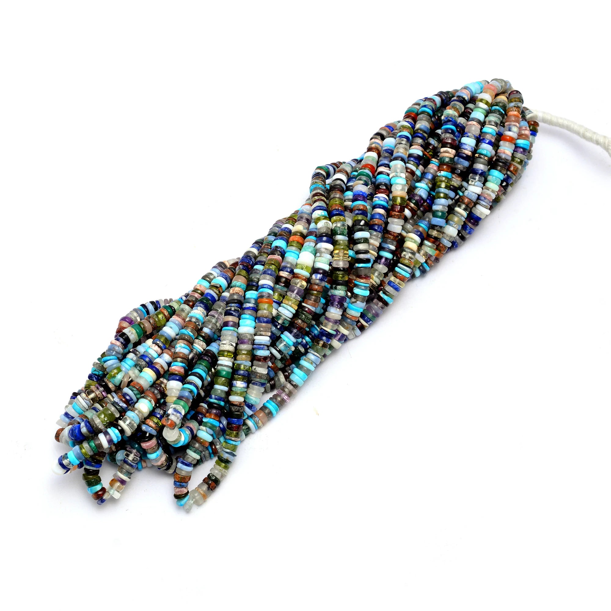 Opal Smooth Mixed Shape Coin & Wheel Beads, Multi Stone Heishi, (SKU637)