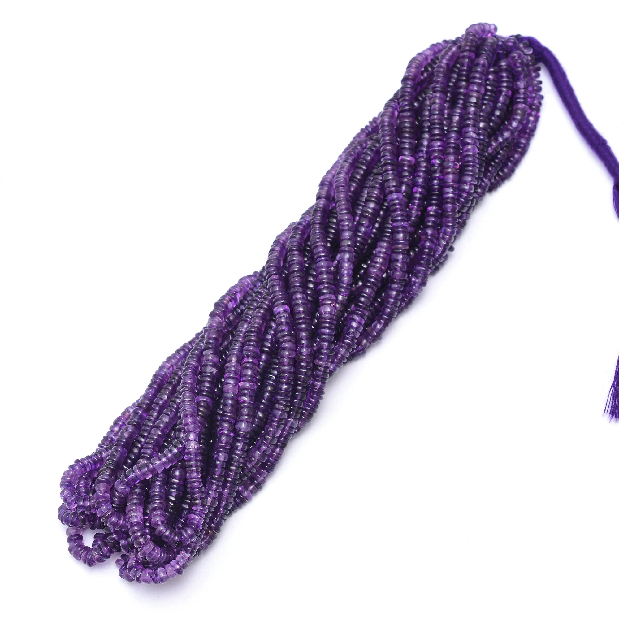 African Amethyst Smooth Tyre Beads, 4 To 5.5 mm, 16 Inch Strand Amethyst Gemstone Beads, (SKU634)