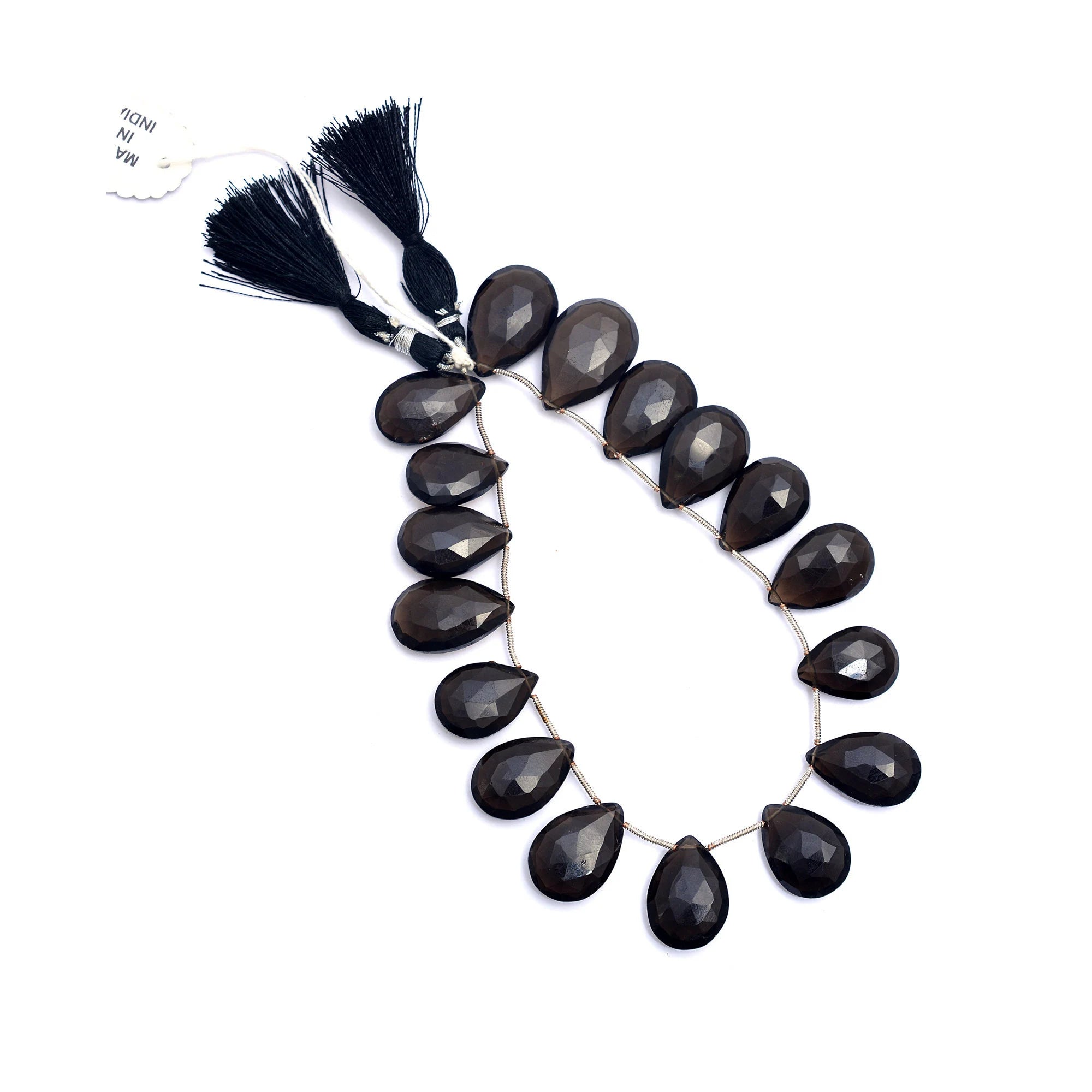 Natural Smoky Quartz Beads, Faceted Long Pear Beads, Wholesale Beads Supplier,