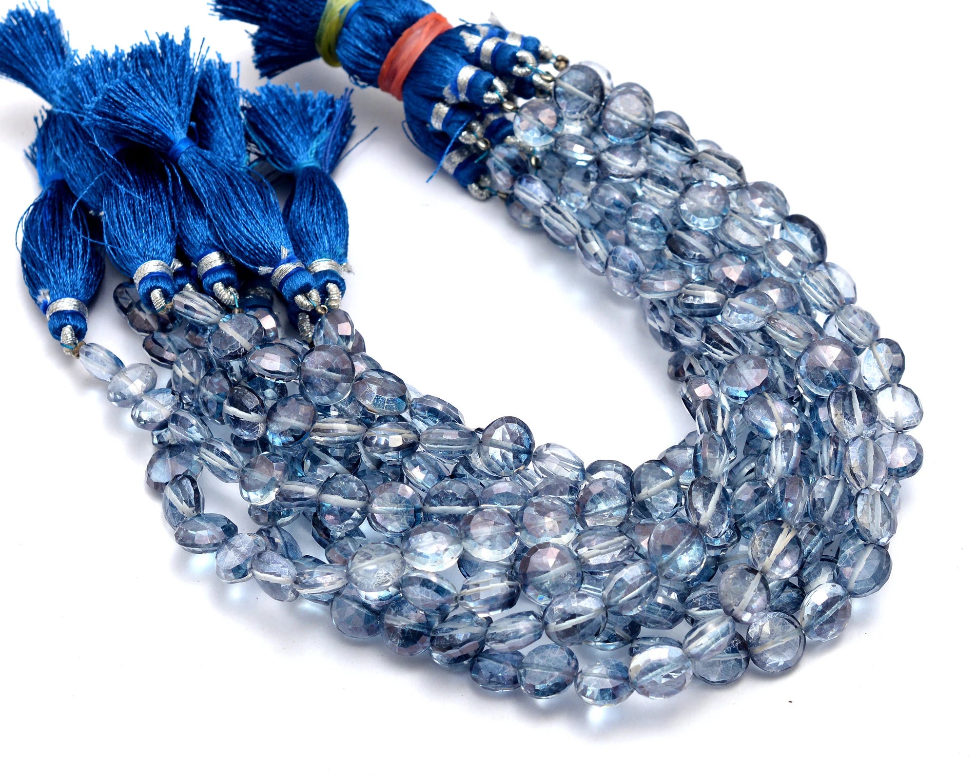 Kyanite Crystal Faceted Coin Shape Beads, 9 Inches, AA Quality, Kyanite Crystal Coin Beads, Gift For Her, Jewelry Making
