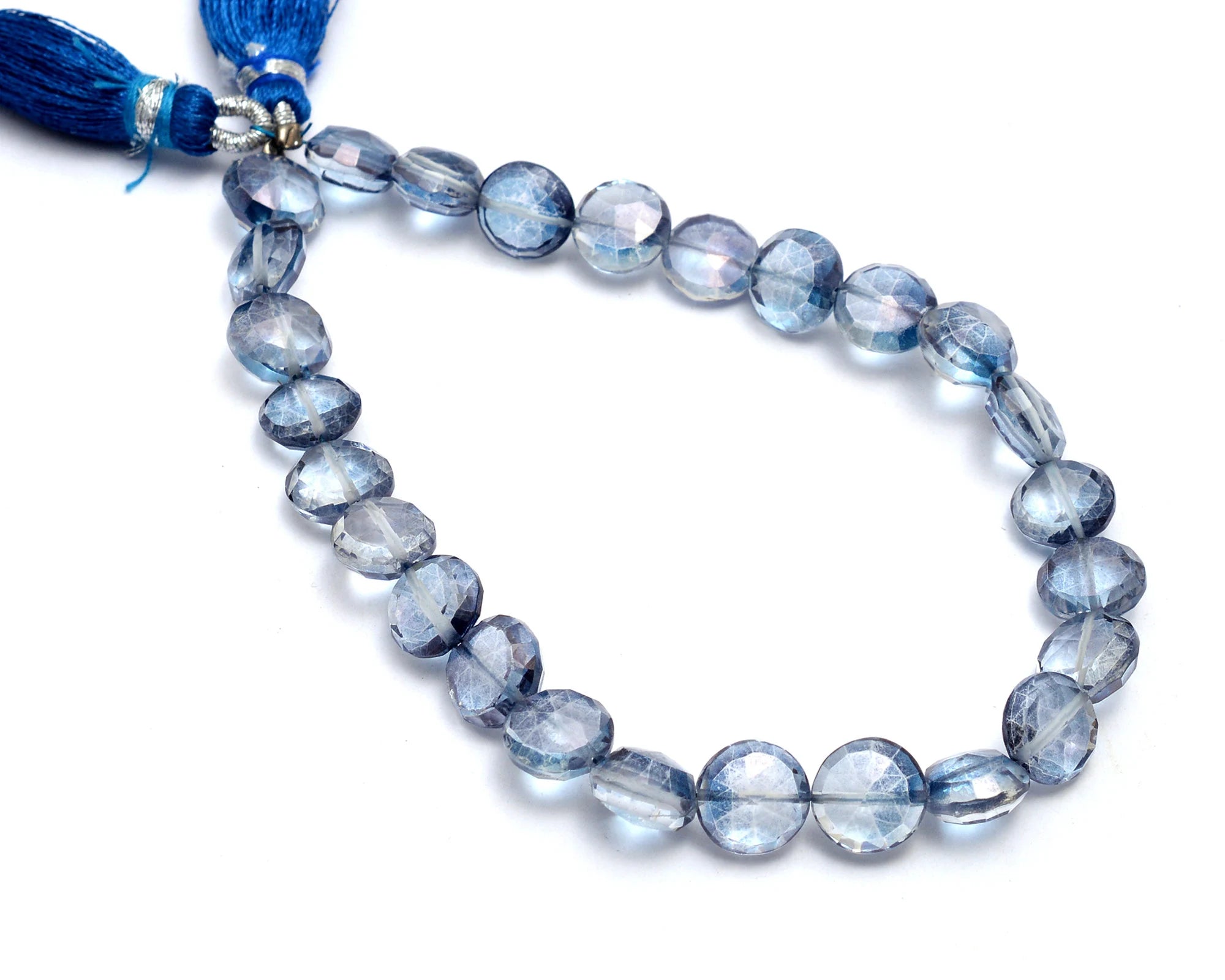 Kyanite Crystal Faceted Coin Shape Beads, 9 Inches, AA Quality, Kyanite Crystal Coin Beads, Gift For Her, Jewelry Making