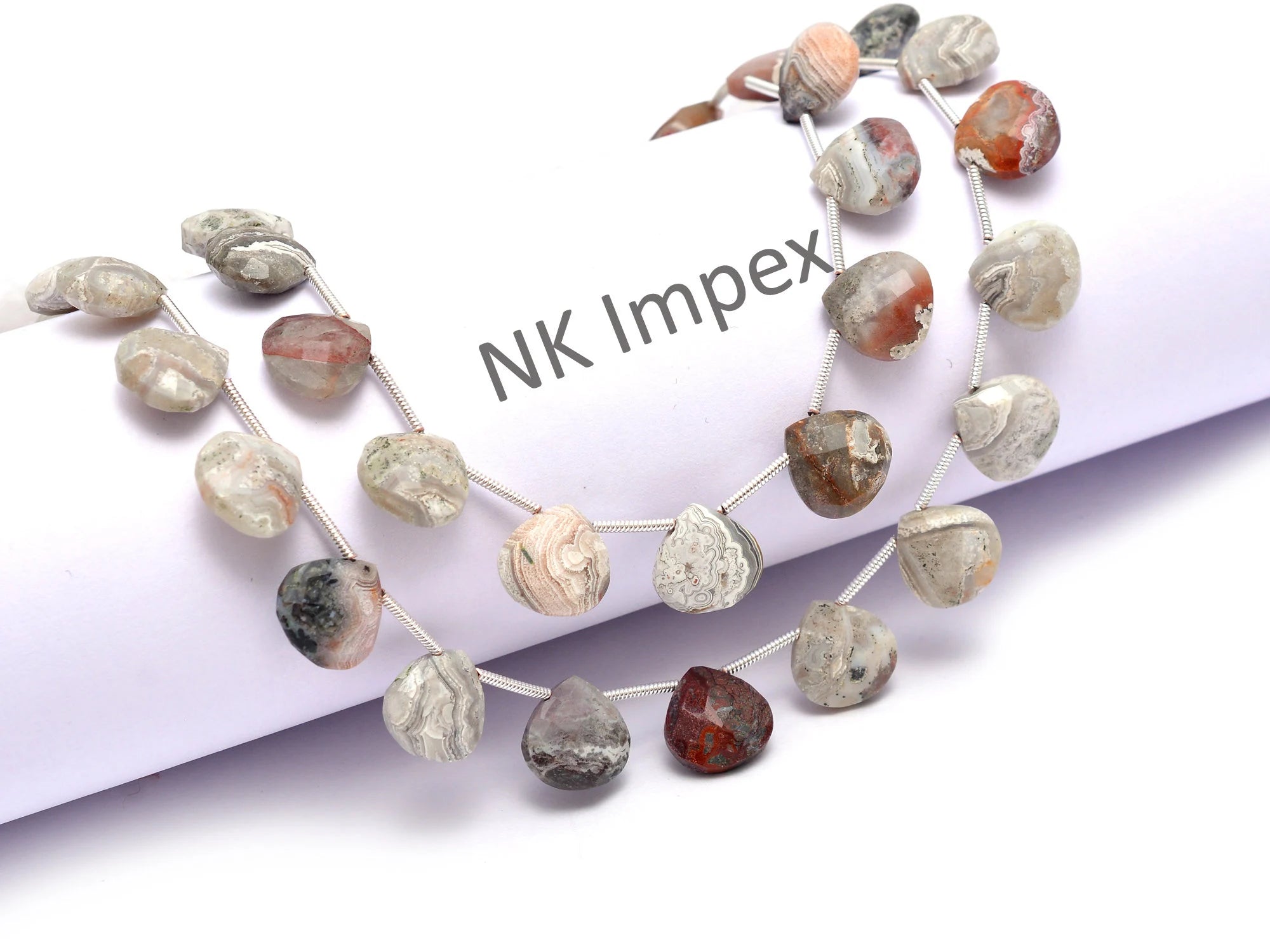 Crazy Lace Agate Faceted Heart Shape Beads, 11 mm, Crazy Lace Agate Heart, Crazy Lace Agate Handmade Jewelry Making Beads, 10 Inch